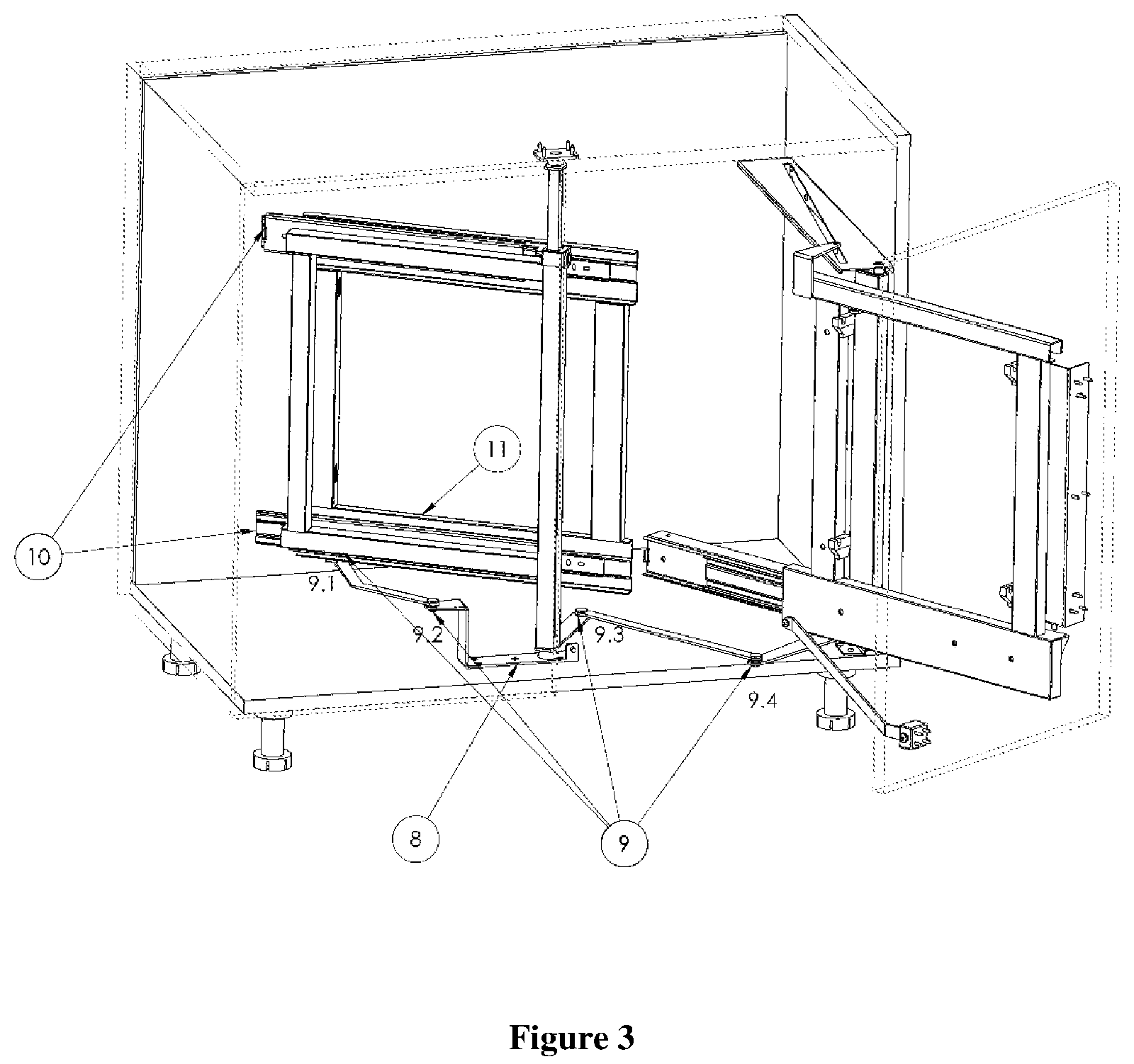 Patent US12102223 Figure 3 – Access mechanism for an inaccessible interior of a cabinet