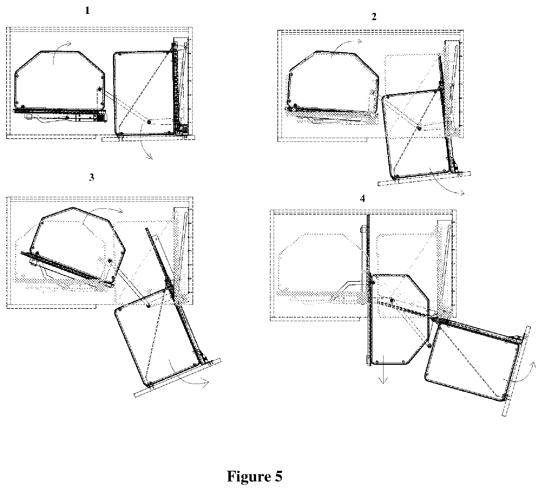 Patent US12102223 Figure 5 – Access mechanism for an inaccessible interior of a cabinet