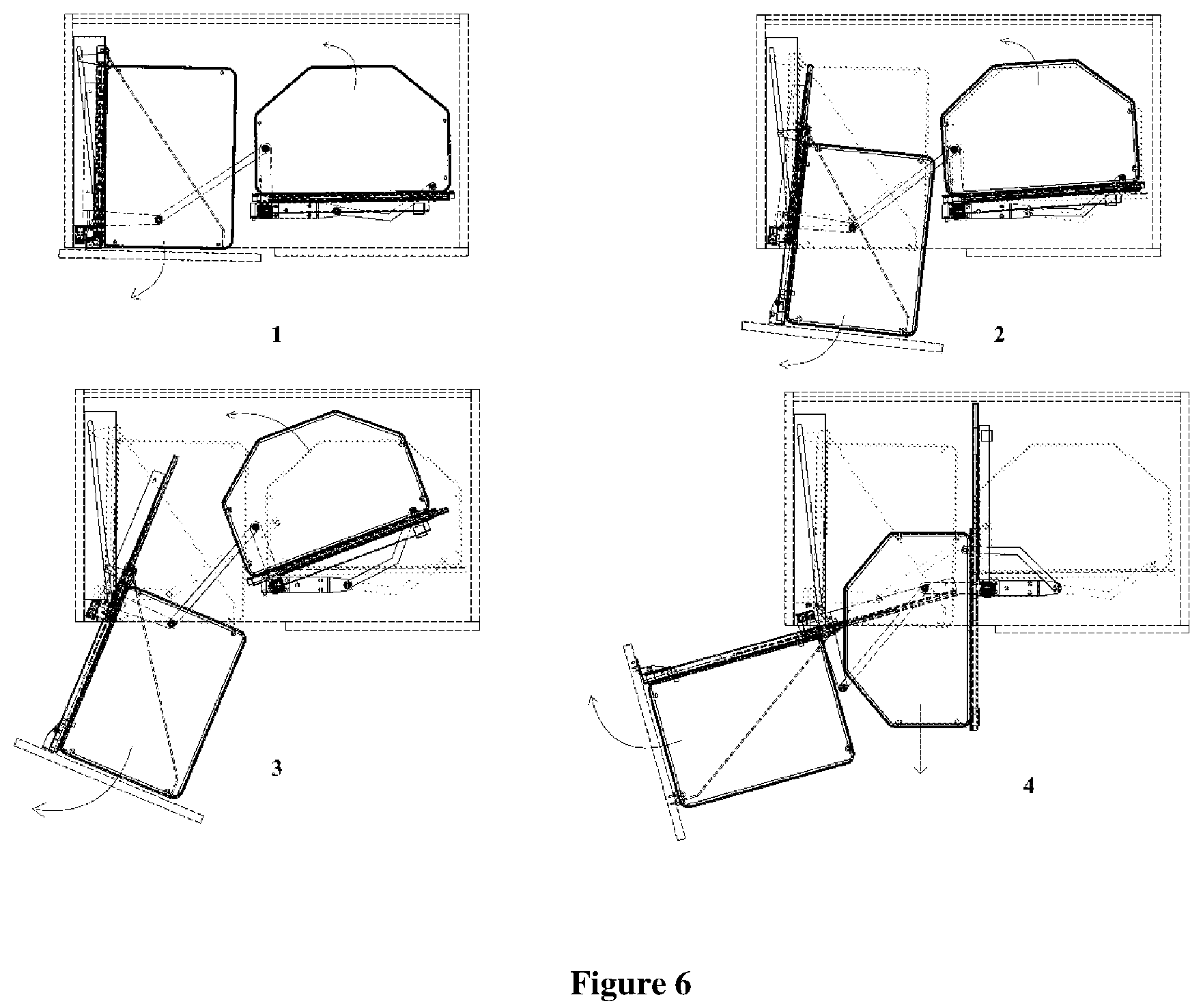 Patent US12102223 Figure 6 – Access mechanism for an inaccessible interior of a cabinet