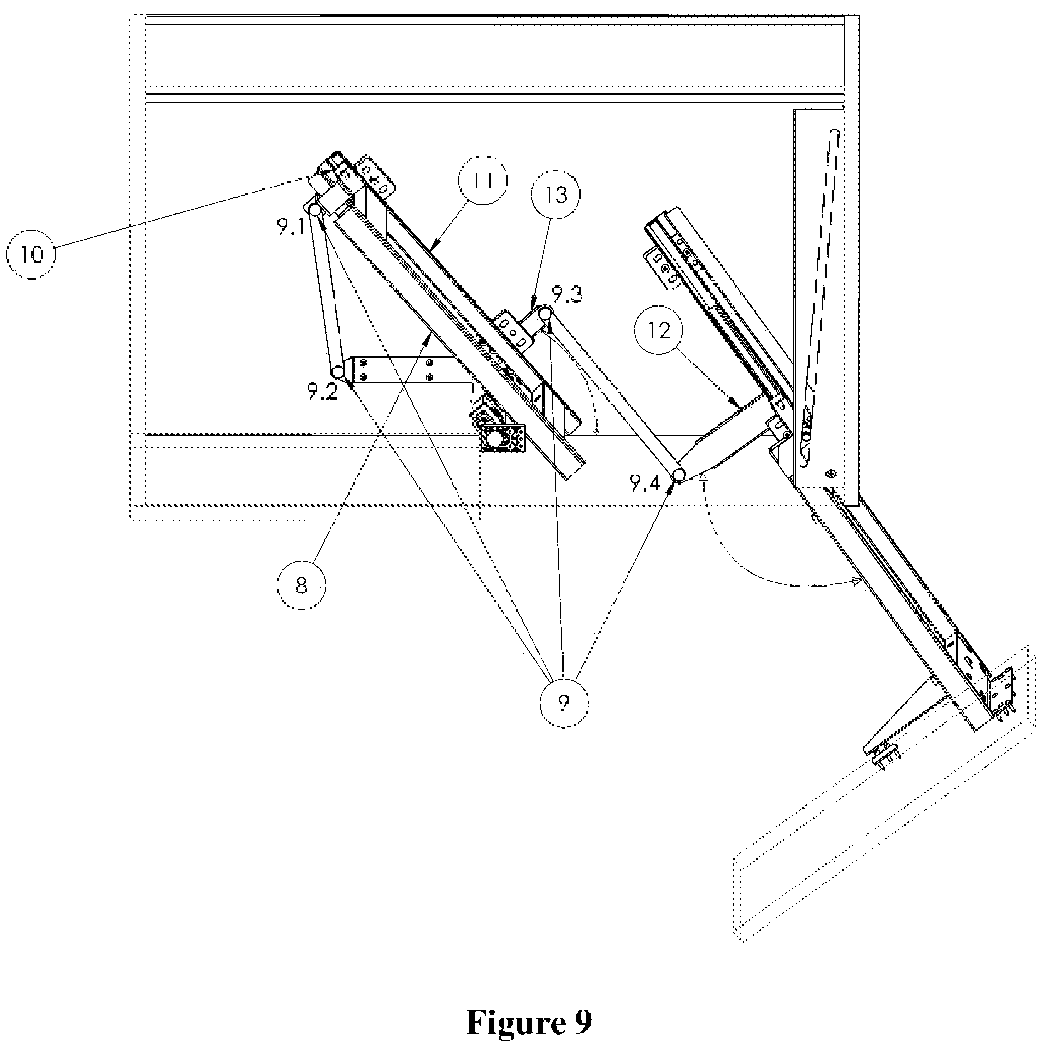 Patent US12102223 Figure 9 – Access mechanism for an inaccessible interior of a cabinet