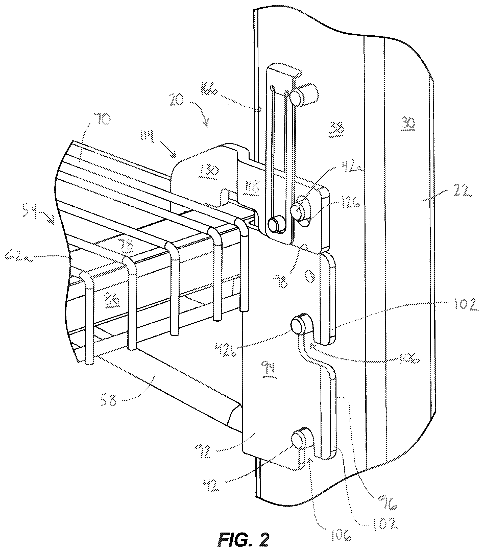 Patent US12102225 Figure 2 – Shelving support bracket assembly