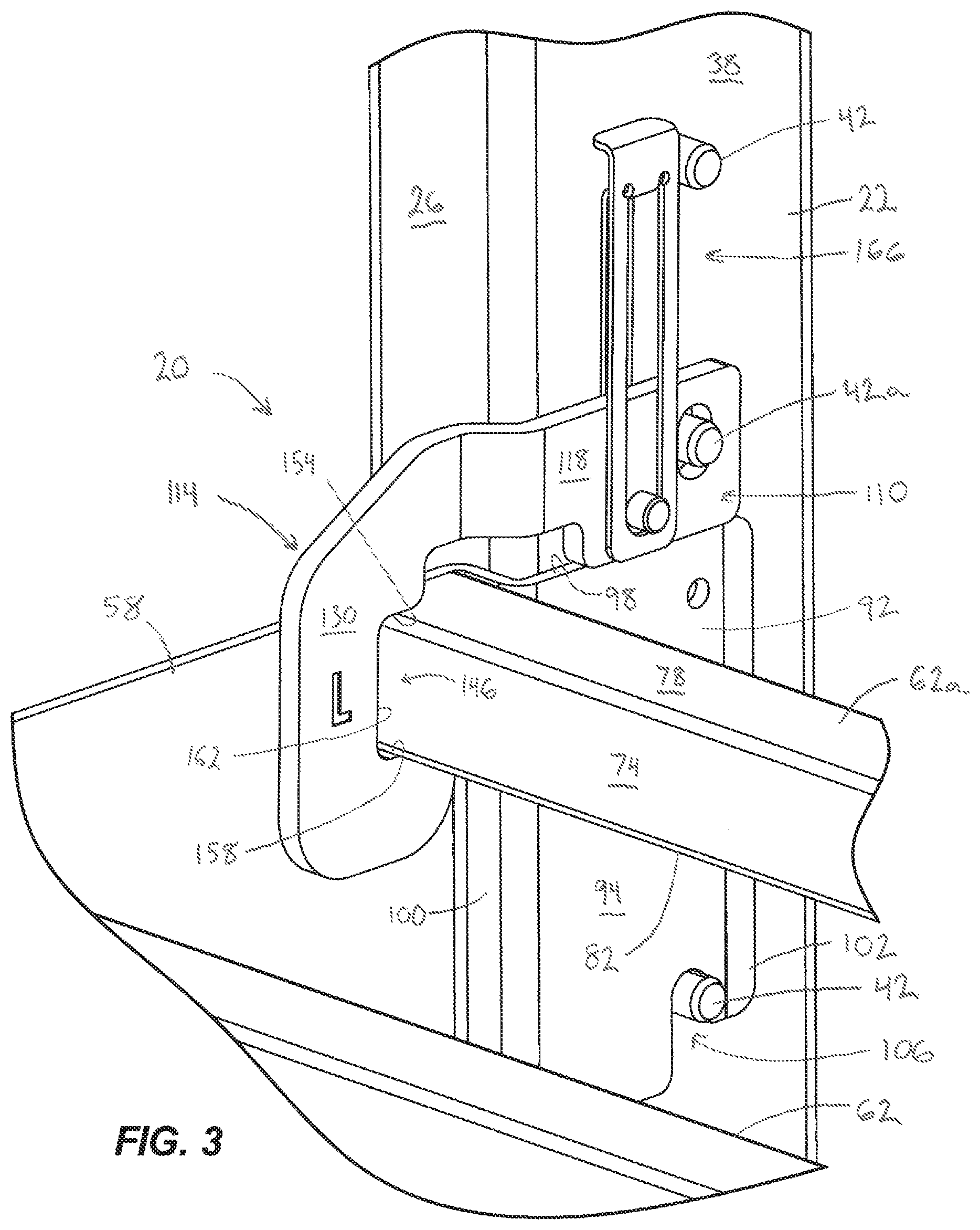 Patent US12102225 Figure 3 – Shelving support bracket assembly