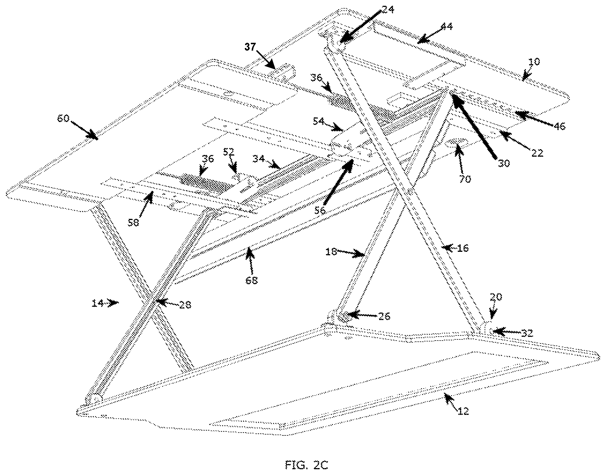 Patent US12102229 Figure 7 – Desktop workspace that adjusts vertically