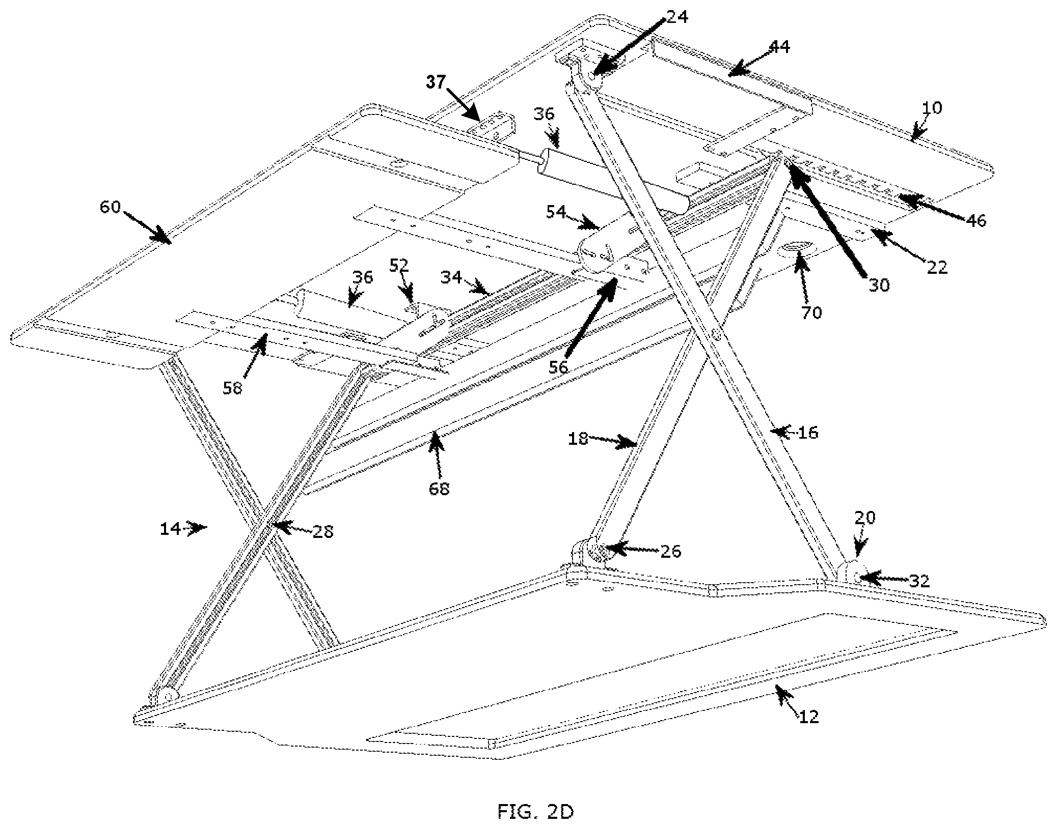 Patent US12102229 Figure 8 – Desktop workspace that adjusts vertically