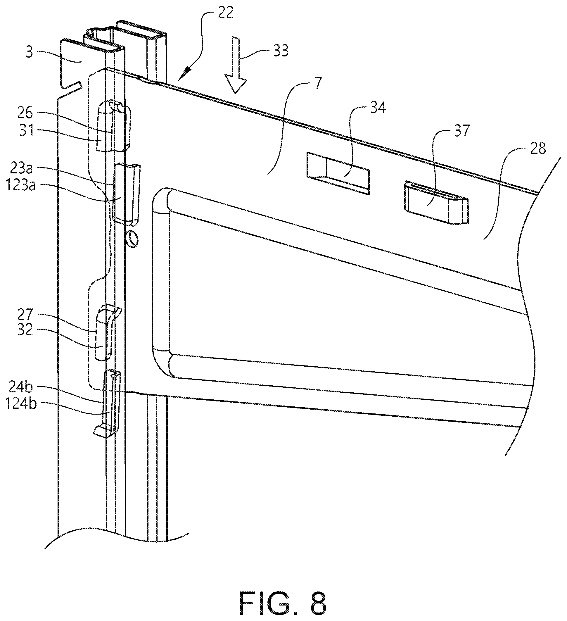 Patent US12102230 Figure 4 – Elongated support member and a goods storage system