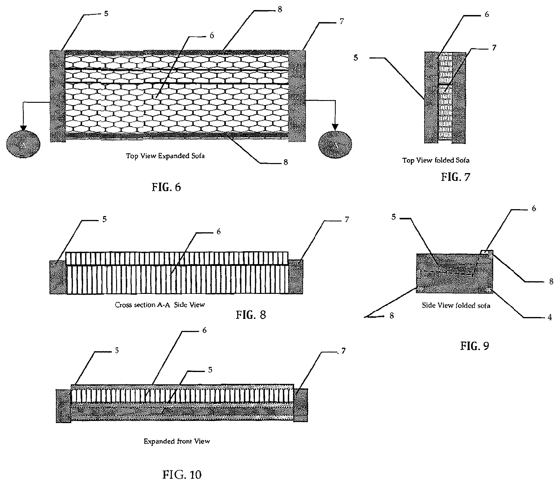 Patent US12102233 Figure 4 – Flexible foldable furniture using honeycomb technology
