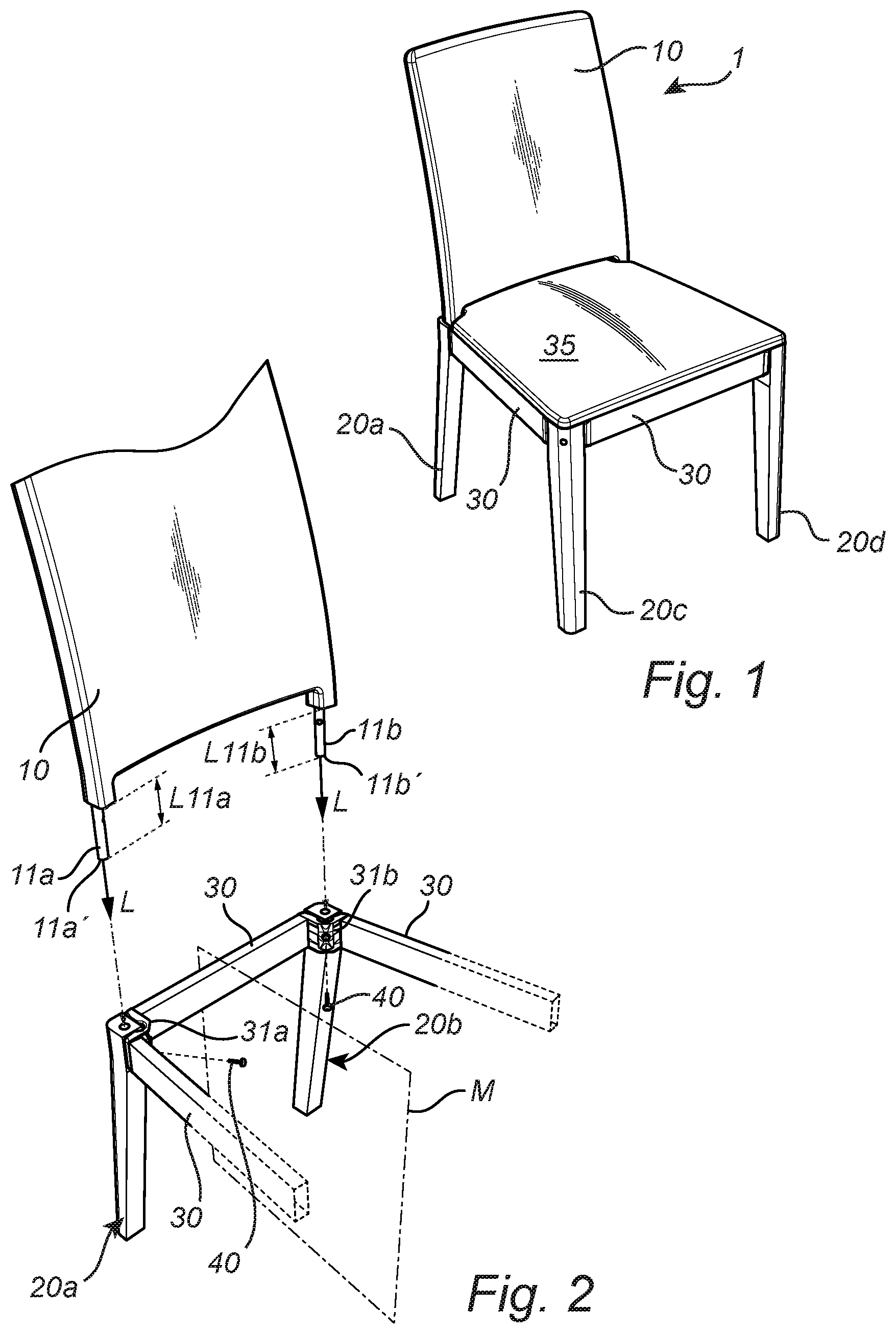 Patent US12102238 Figure 1 – Chair and a kit of parts configured to be assembled into a chair