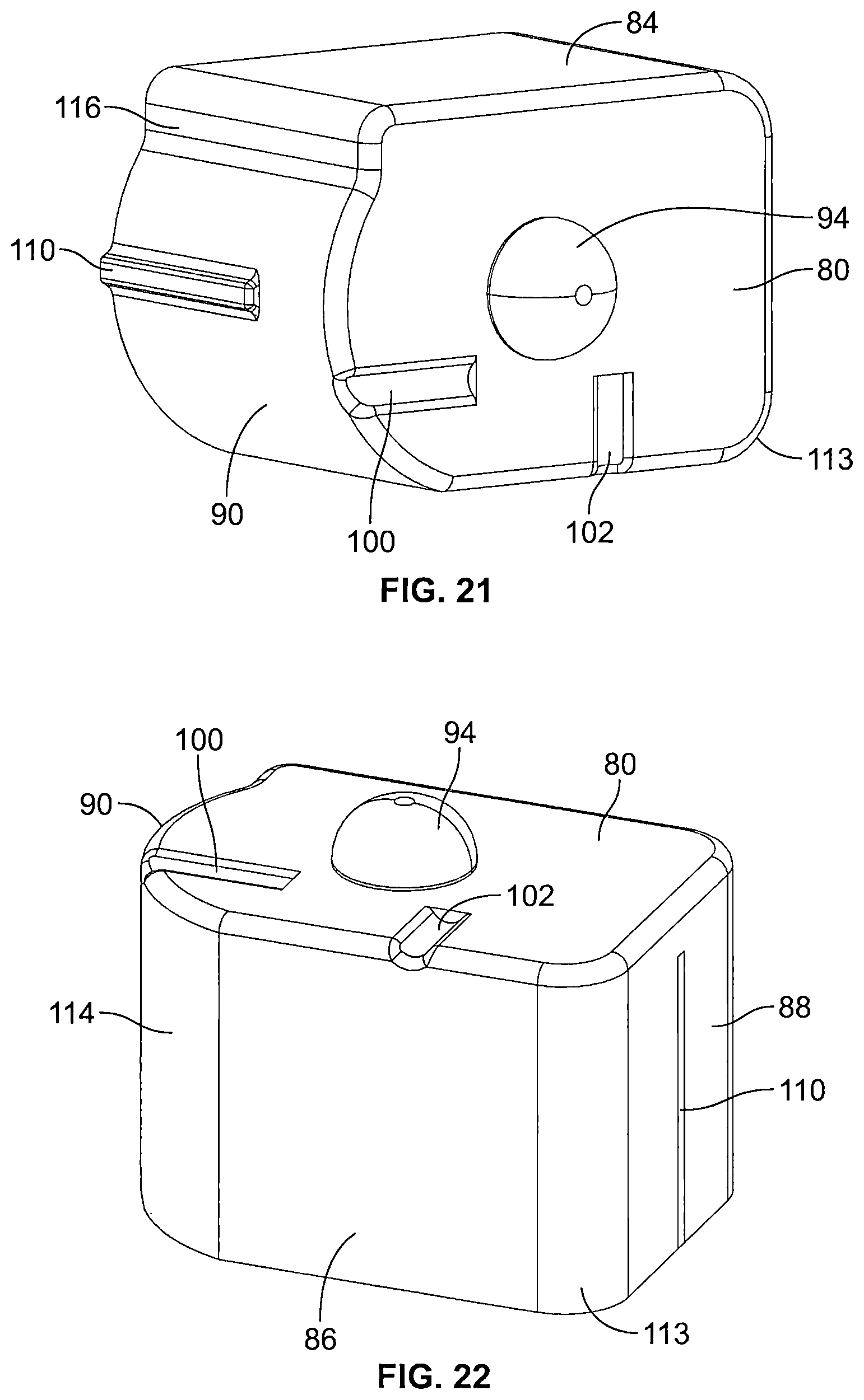 Patent US12102243 Figure 9 – Utensil for mounting on a container and folding for minimizing storage space of the container and utensil combination