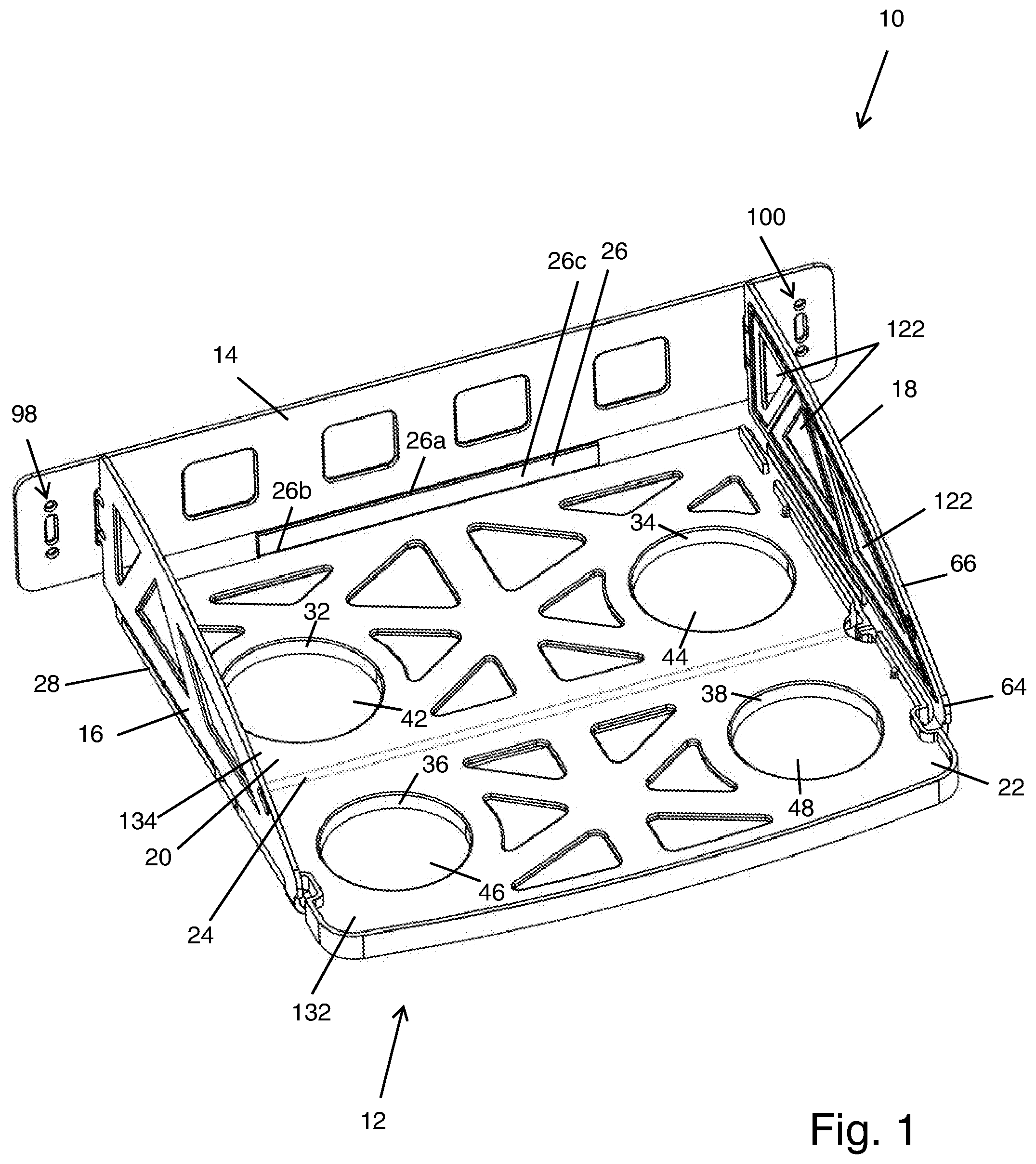 Patent US12102246 Figure 1 – Wearable tray