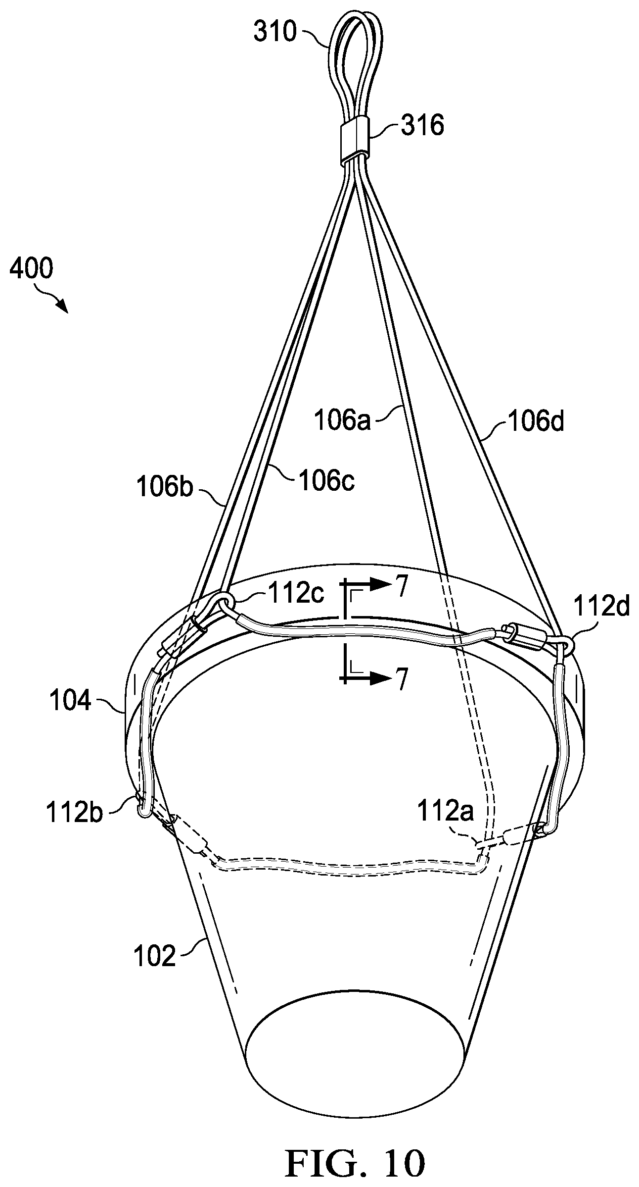 Patent US12102250 Figure 6 – Plant pot hanger