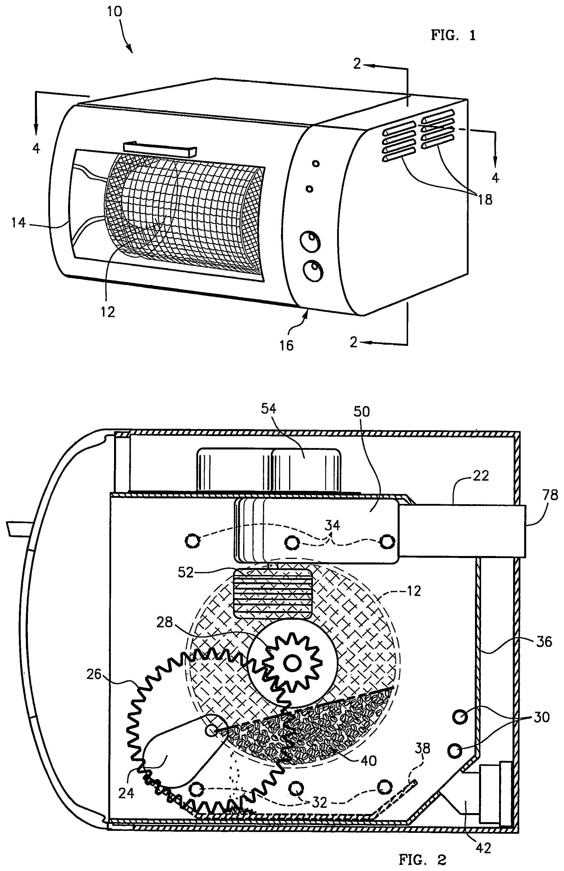 Patent US12102263 Figure 1 – Small-batch coffee bean roaster and counter-top oven appliance