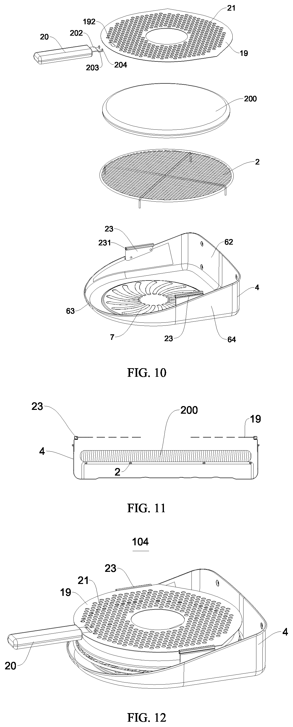 Patent US12102264 Figure 5 – Air fryer applicable for cooking pizza, novel frying basket for air fryer and novel air fryer