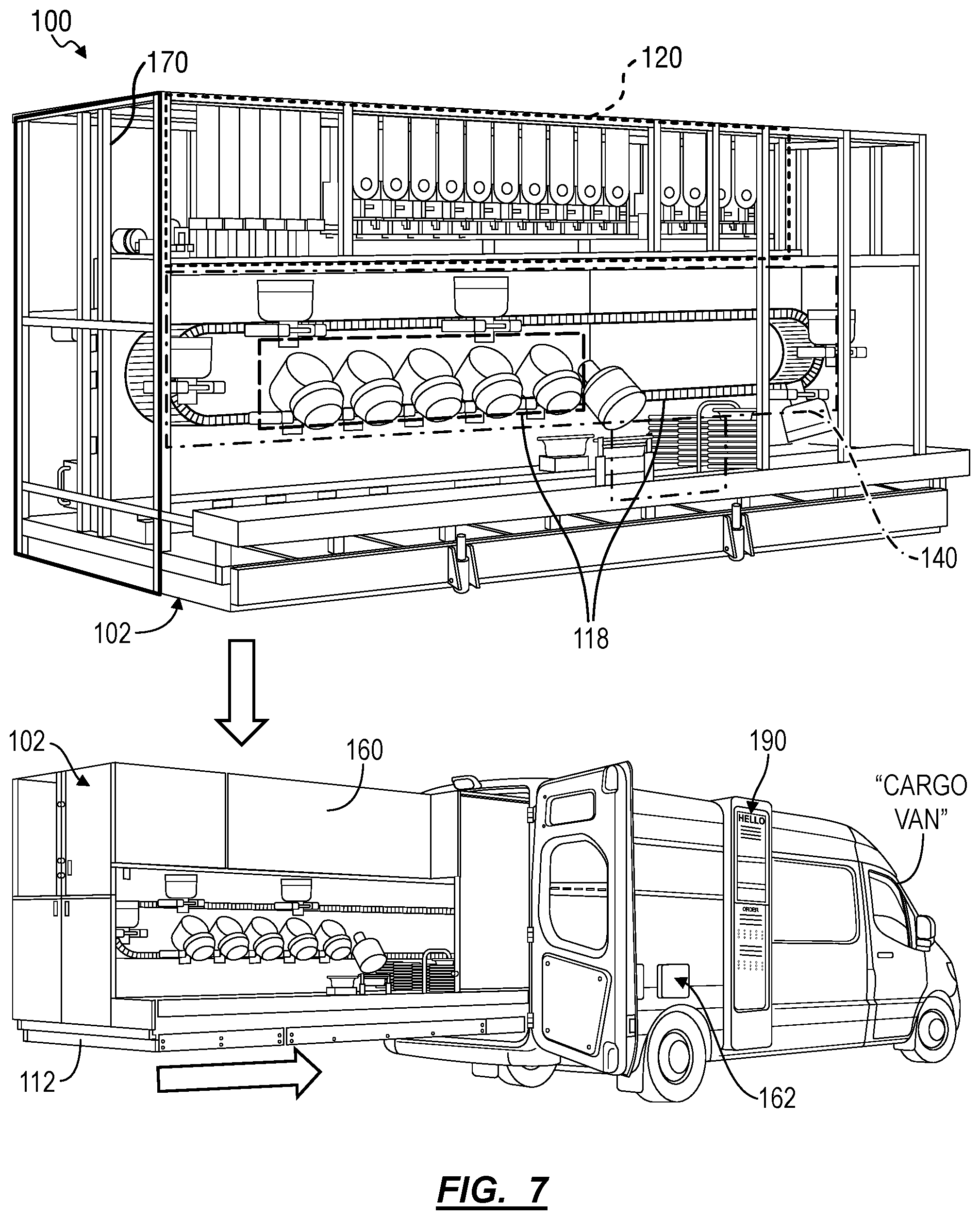 Patent US12102267 Figure 6 – Modular system for autonomous food assembly