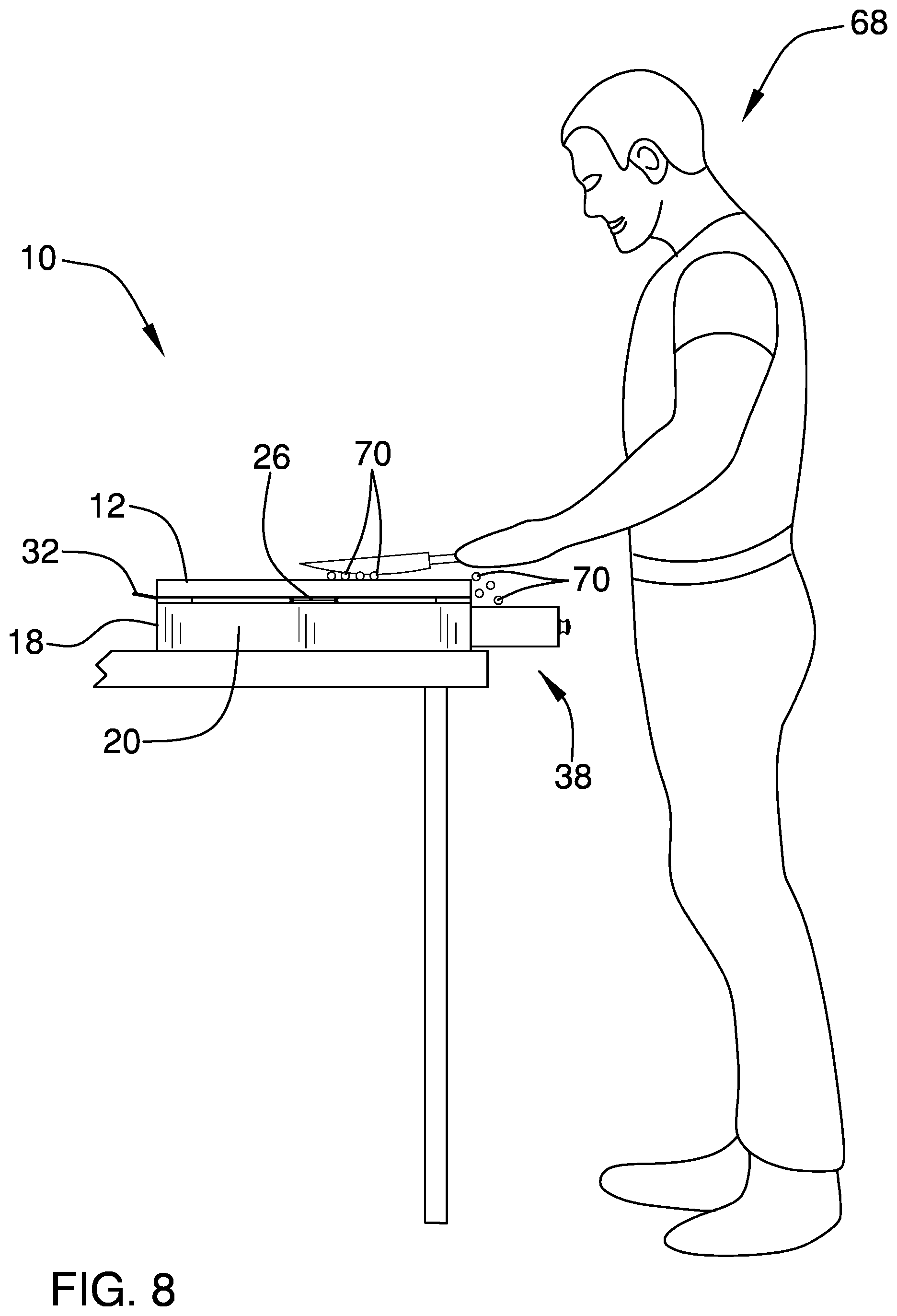 Patent US12102268 Figure 8 – Turntable cutting board device