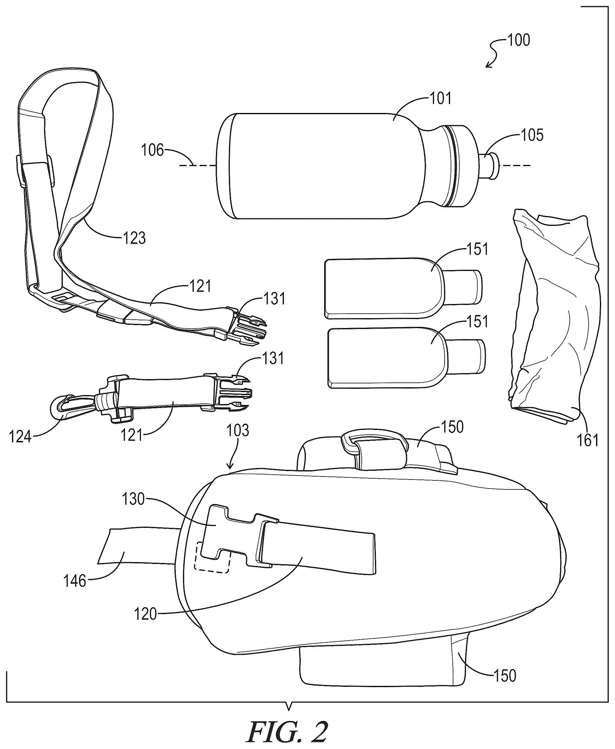 Patent US12102273 Figure 2 – Mobile hand cleaning station