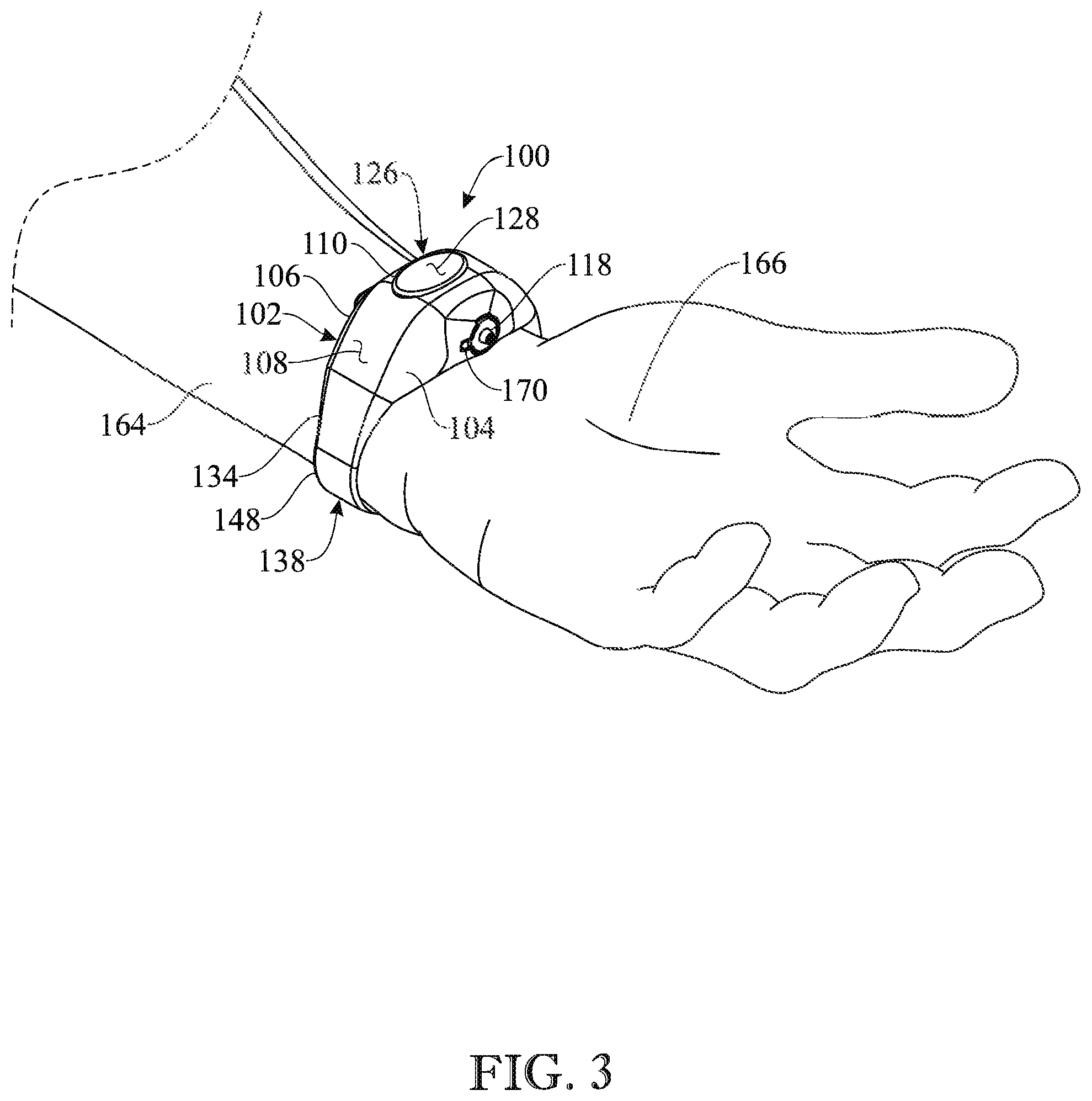 Patent US12102274 Figure 3 – Wearable hand sanitizer dispenser