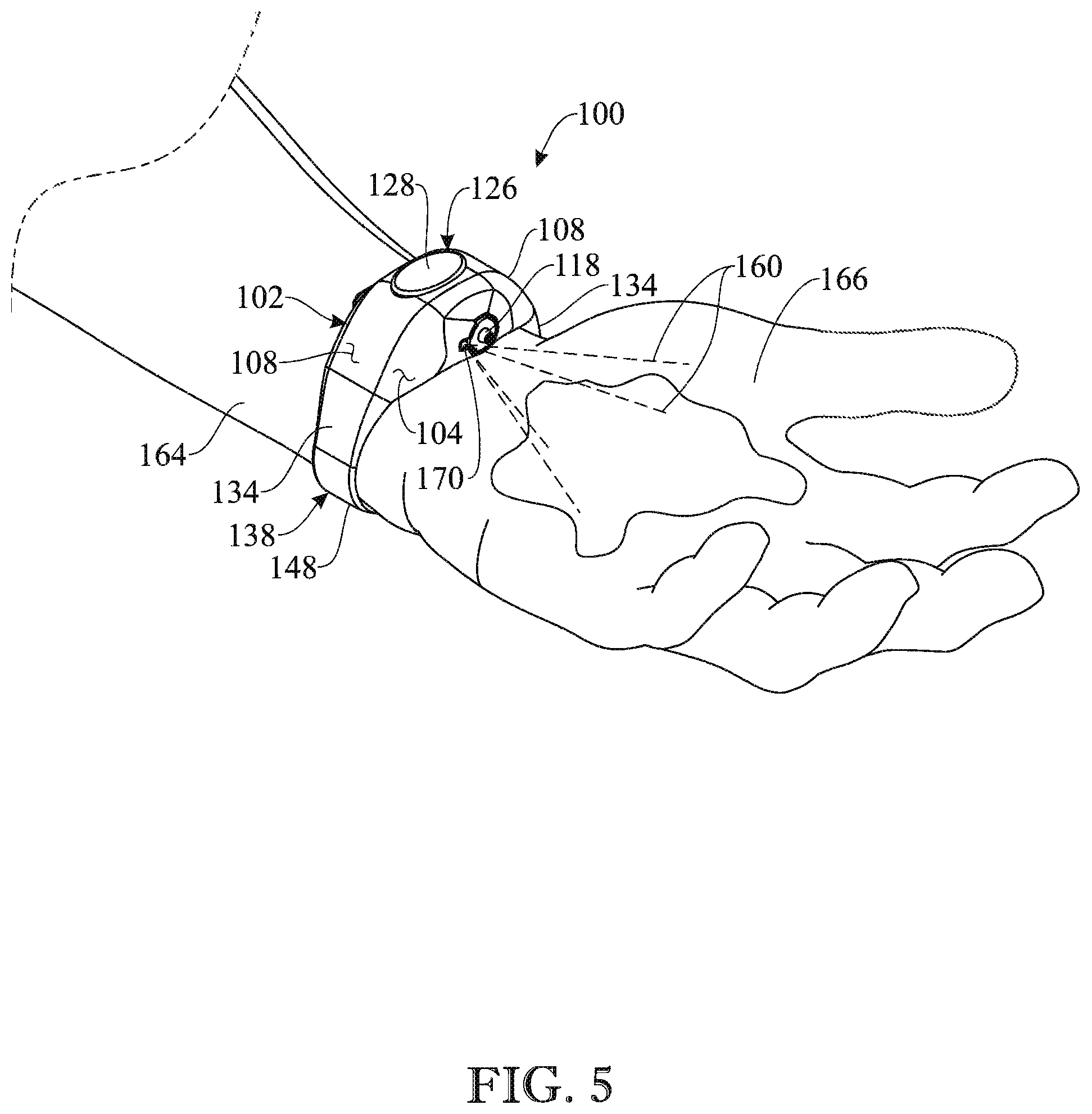 Patent US12102274 Figure 5 – Wearable hand sanitizer dispenser