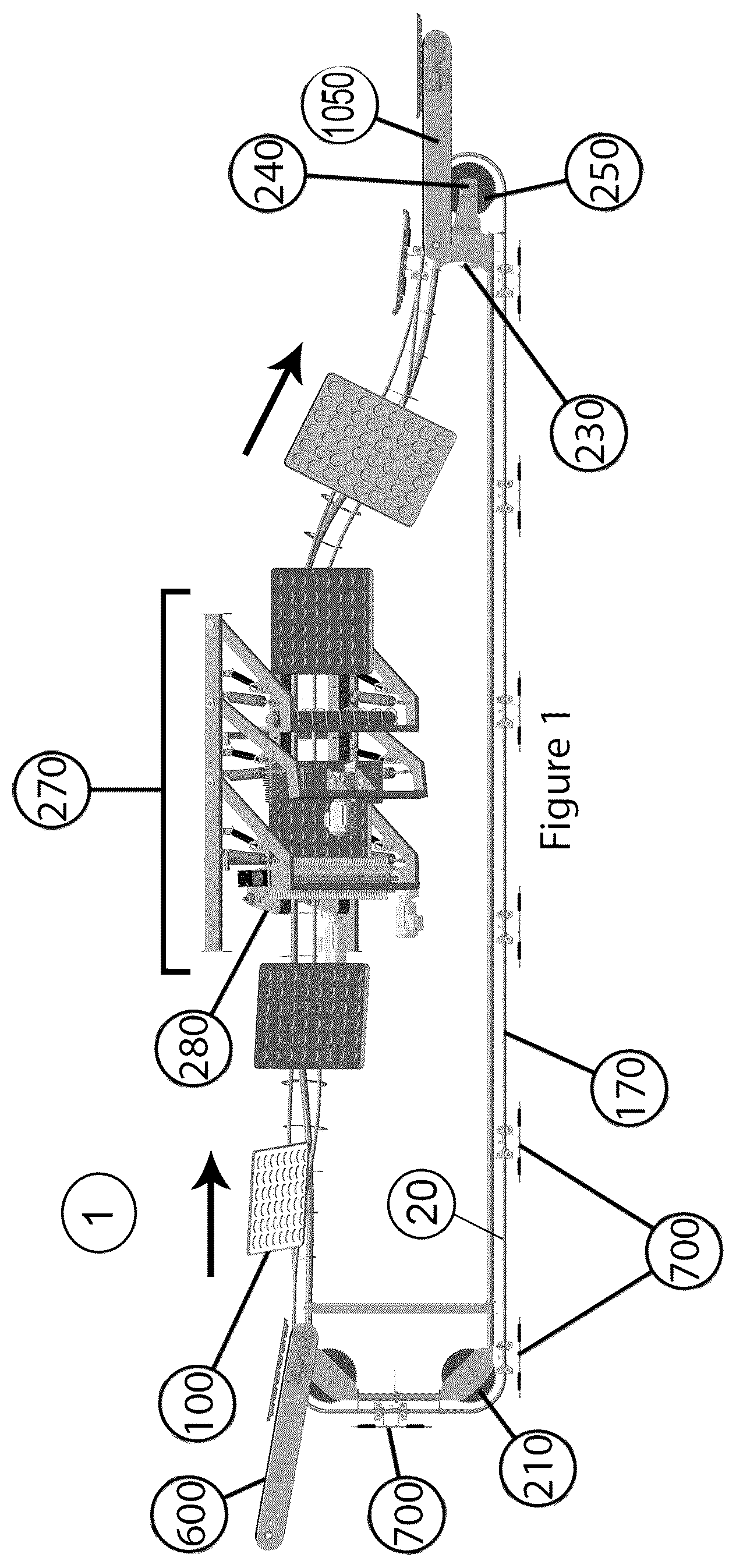Patent US12102277 Figure 1 – Pan cleaning system and improved cleaning stations