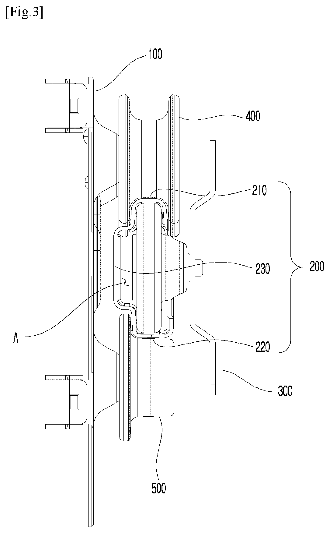 Patent US12102281 Figure 3 – Rail device for dishwasher