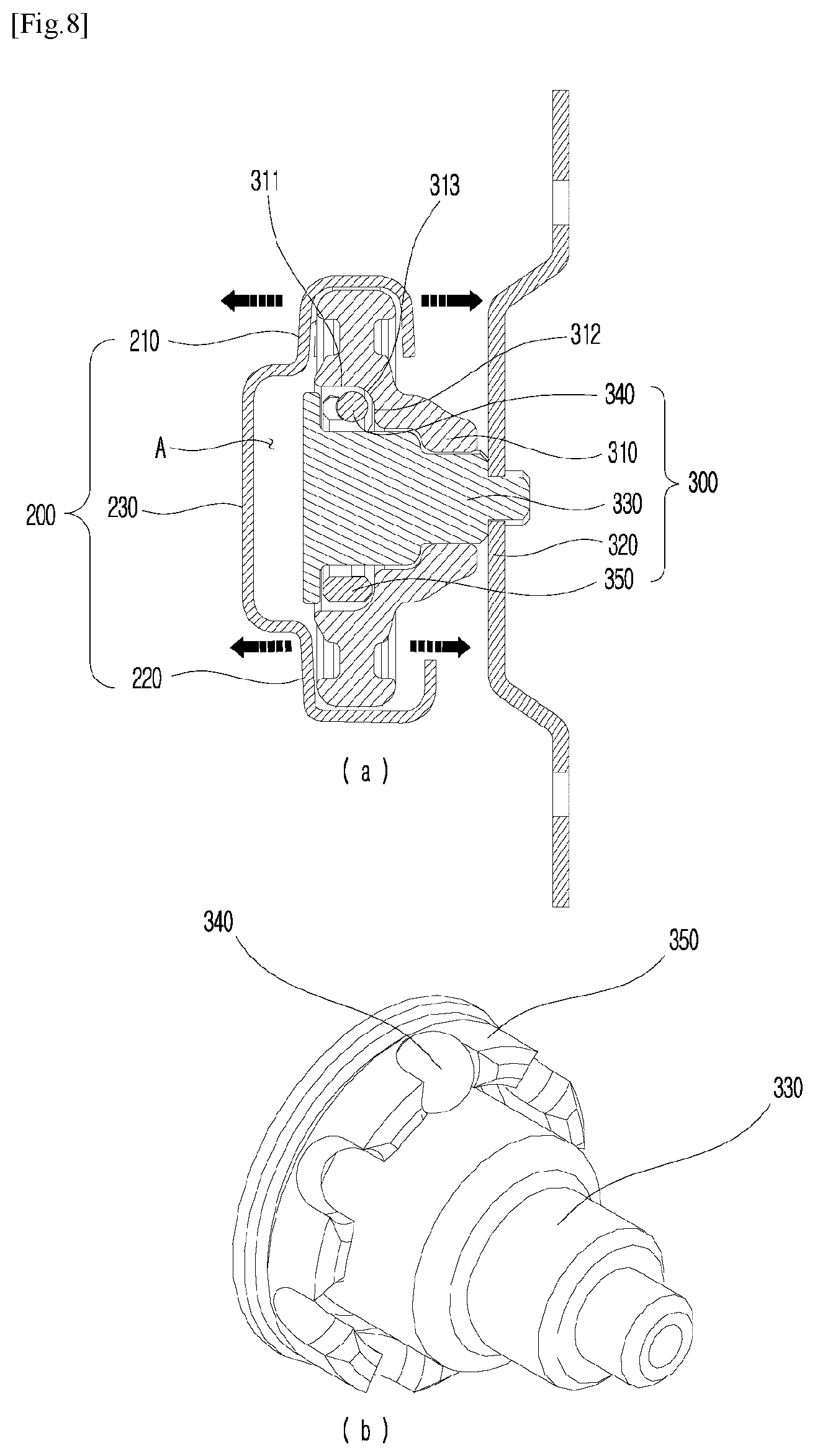 Patent US12102281 Figure 8 – Rail device for dishwasher