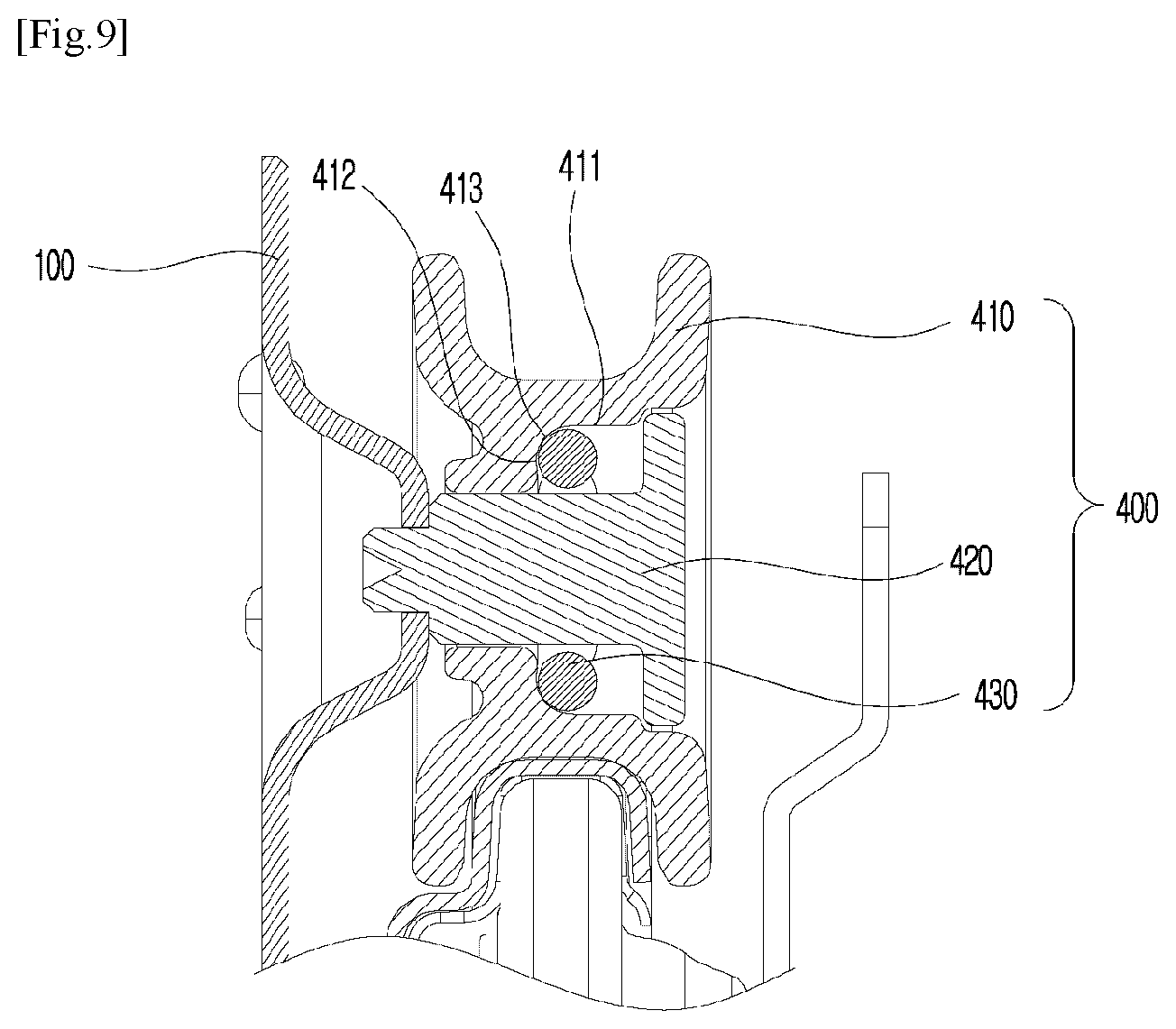 Patent US12102281 Figure 9 – Rail device for dishwasher