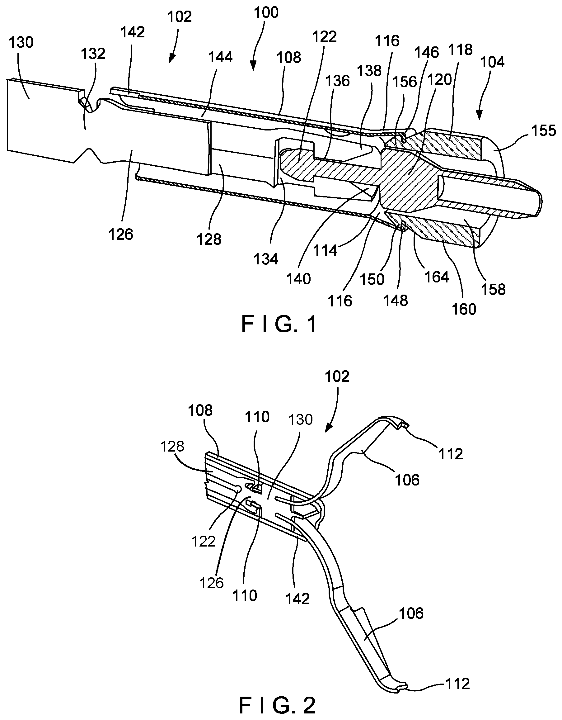 Patent US12102335 Figure 1 – Reloadable clip with a flaring capsule deformation