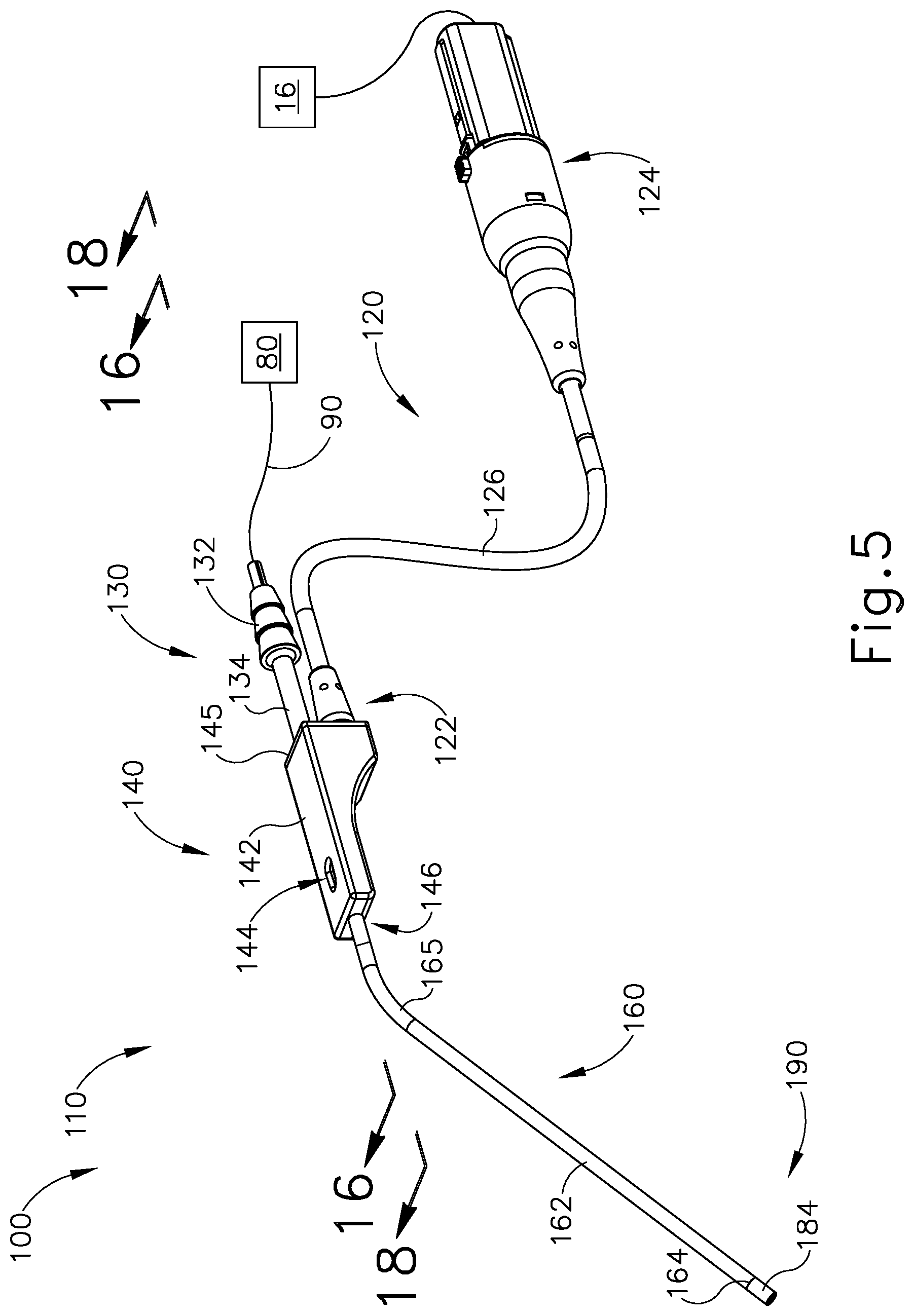 Patent US12102345 Figure 5 – Navigable suction instrument with coaxial annular sensor