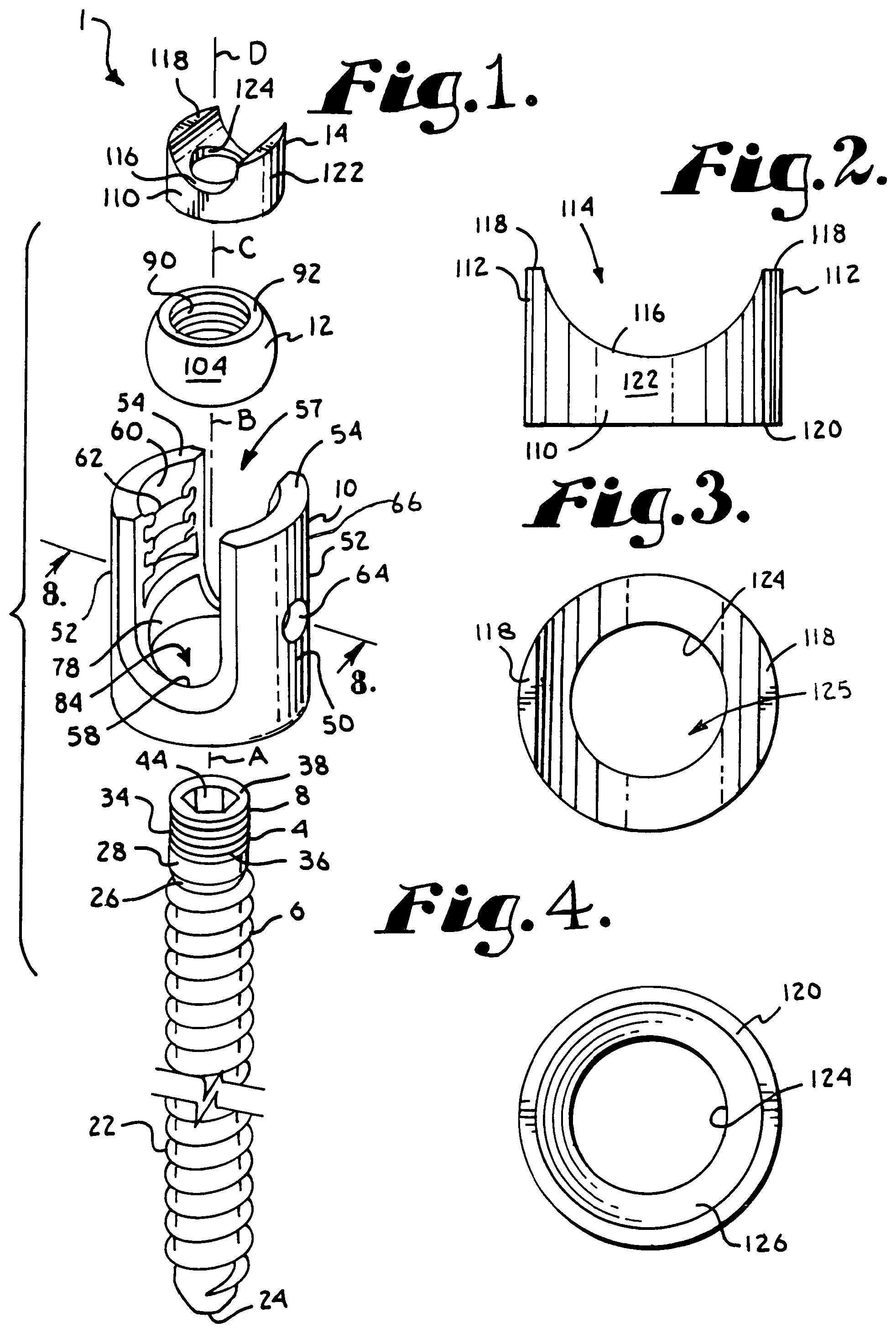 Patent US12102357 Figure 1 – Pivotal bone anchor assembly with cannulated shank having a planar top surface and method of assembly