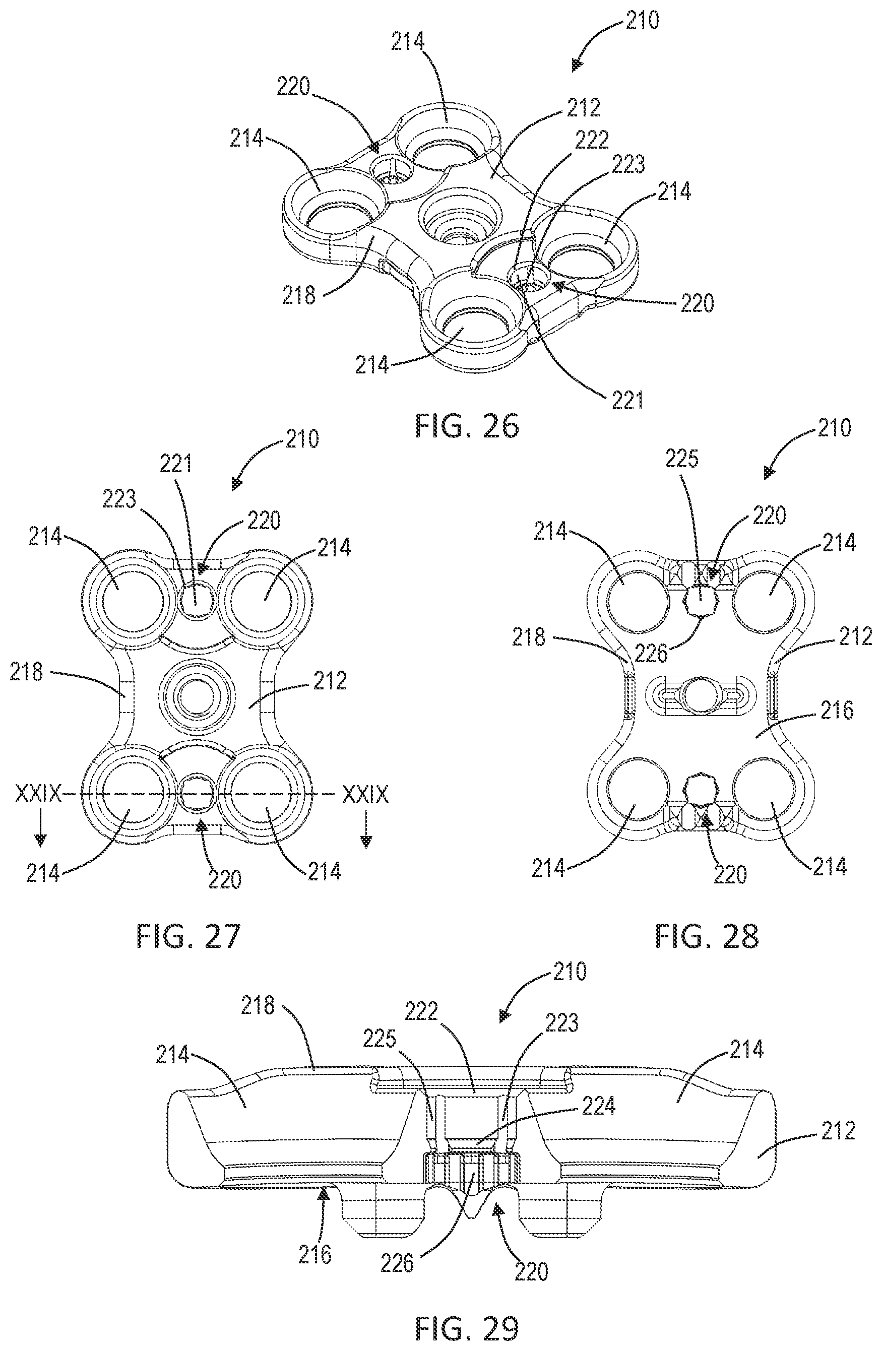 Patent US12102358 Figure 10 – Lateral vertebral lumbar plate system with integrated rotational control mechanism for screw retention