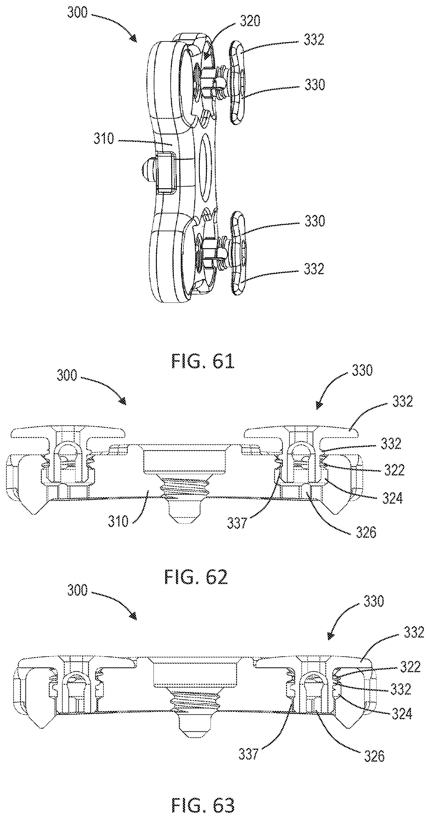 Patent US12102358 Figure 19 – Lateral vertebral lumbar plate system with integrated rotational control mechanism for screw retention