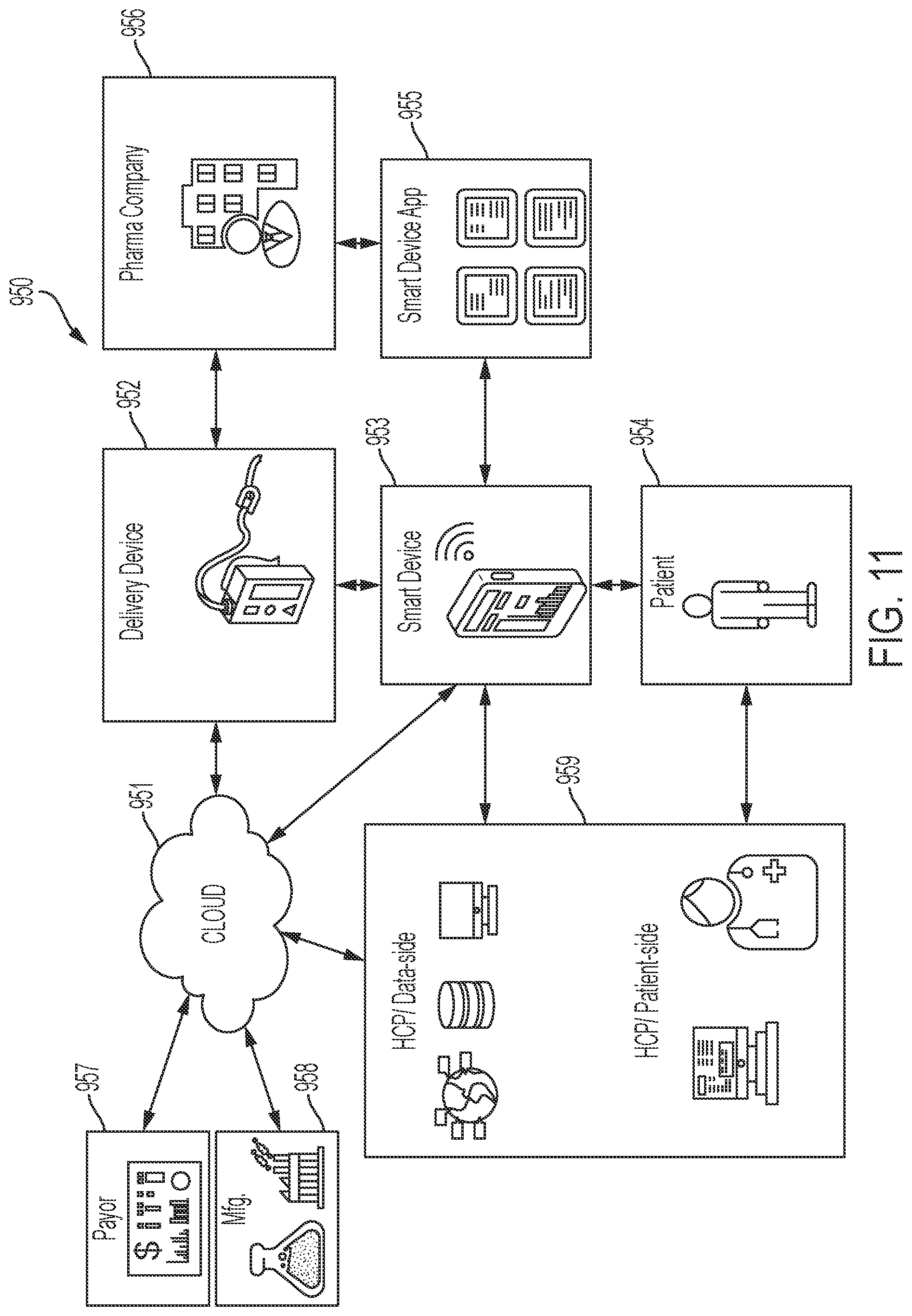 Patent US12102445 Figure 11 – Monitoring and communicating information using drug administration devices