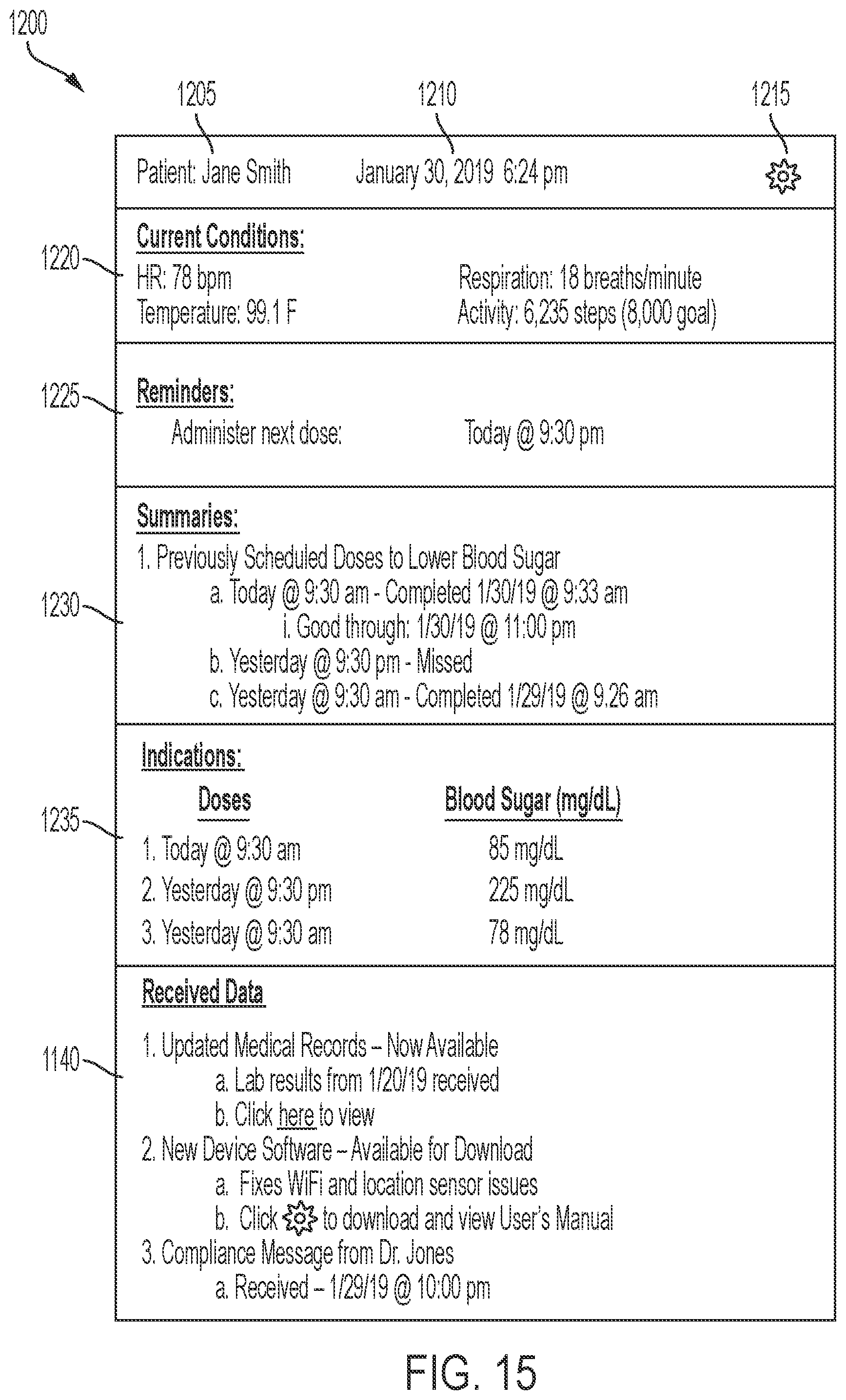 Patent US12102445 Figure 14 – Monitoring and communicating information using drug administration devices