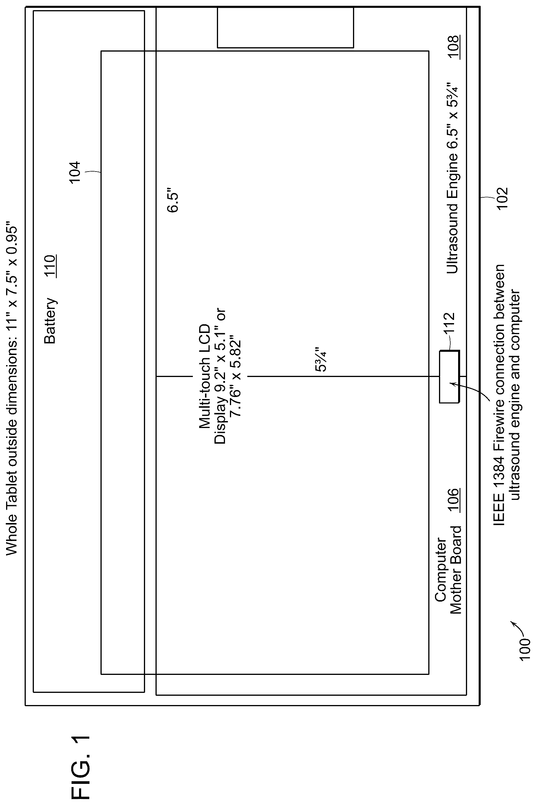 Patent US12102480 Figure 1 – Tablet ultrasound system