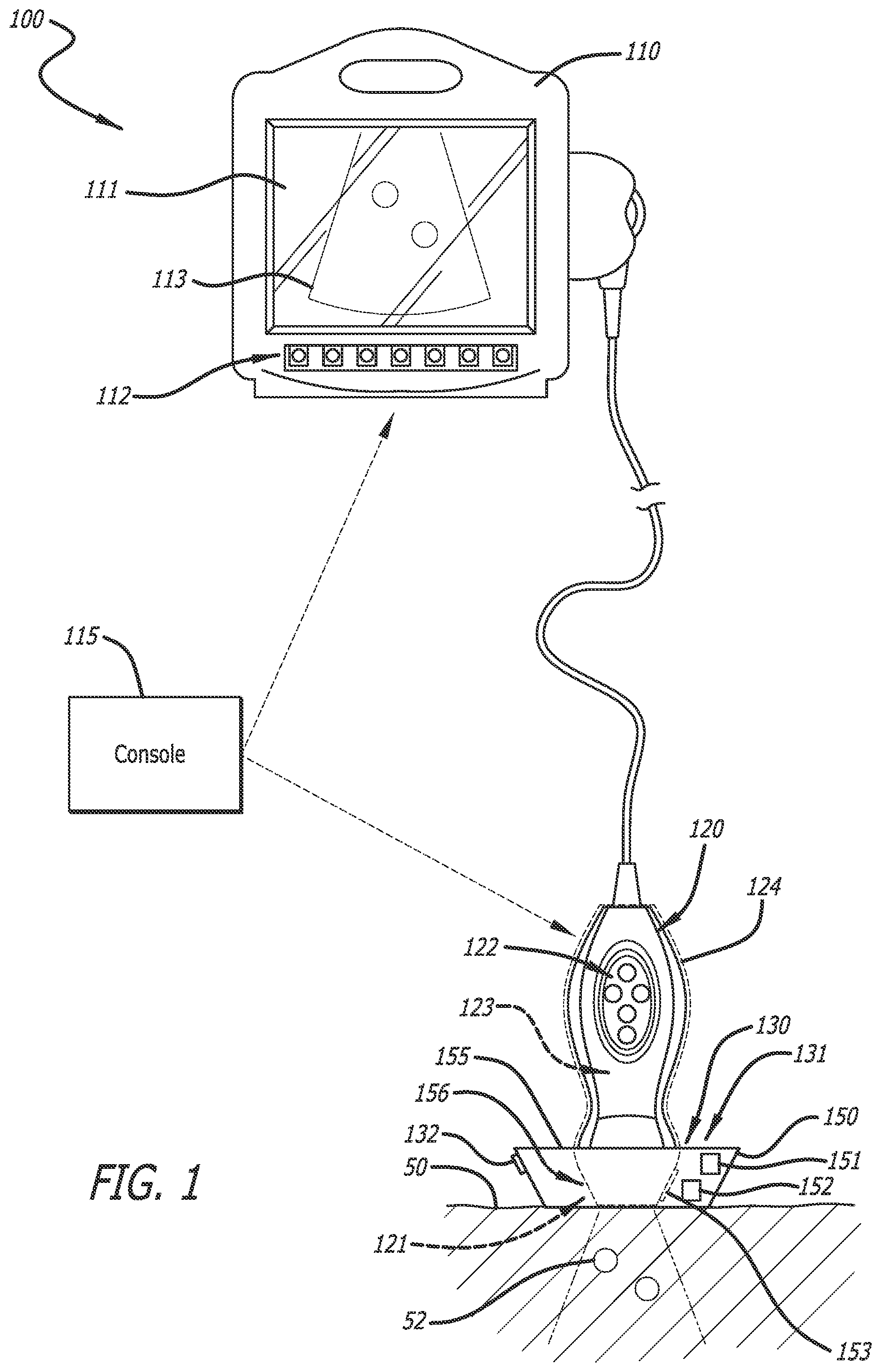 Patent US12102481 Figure 1 – Ultrasound probe with smart accessory