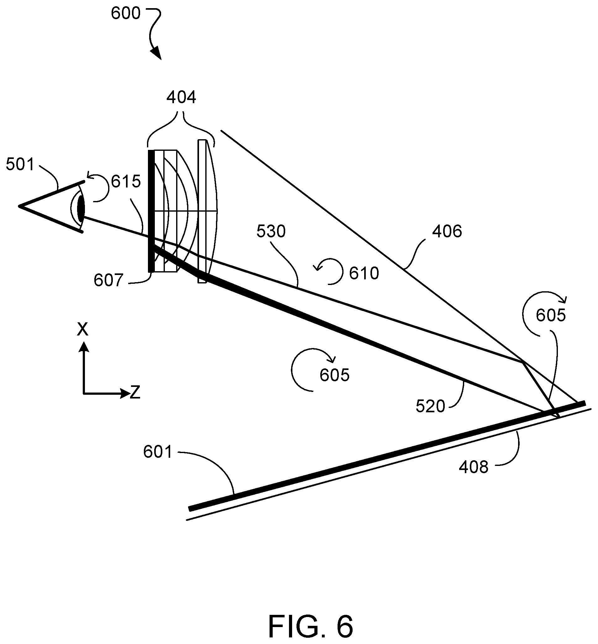 Patent US12102488 Figure 5 – Display with folded optical path