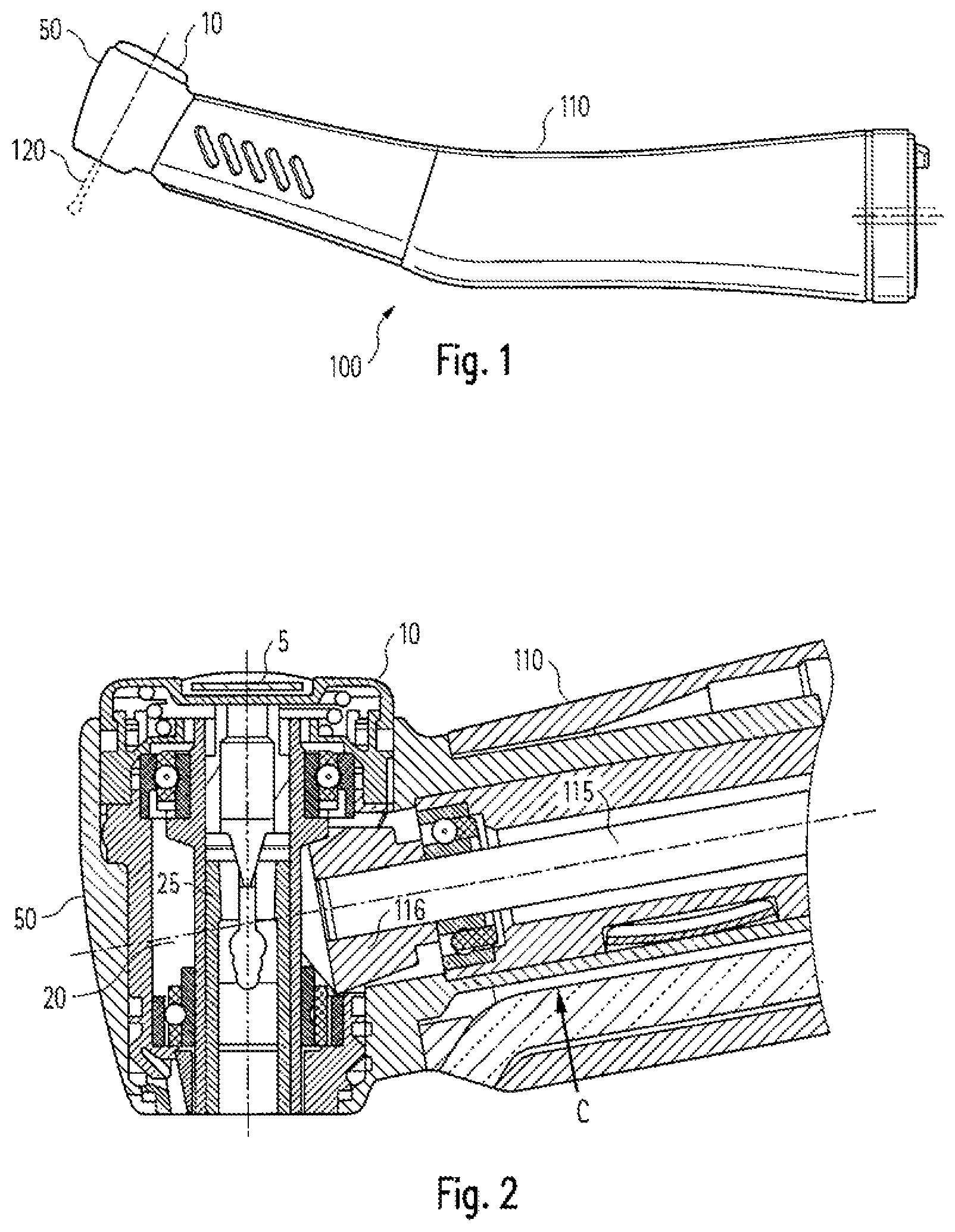 Patent US12102493 — Dental or surgical handpiece with an RFID transponder — Figure 1