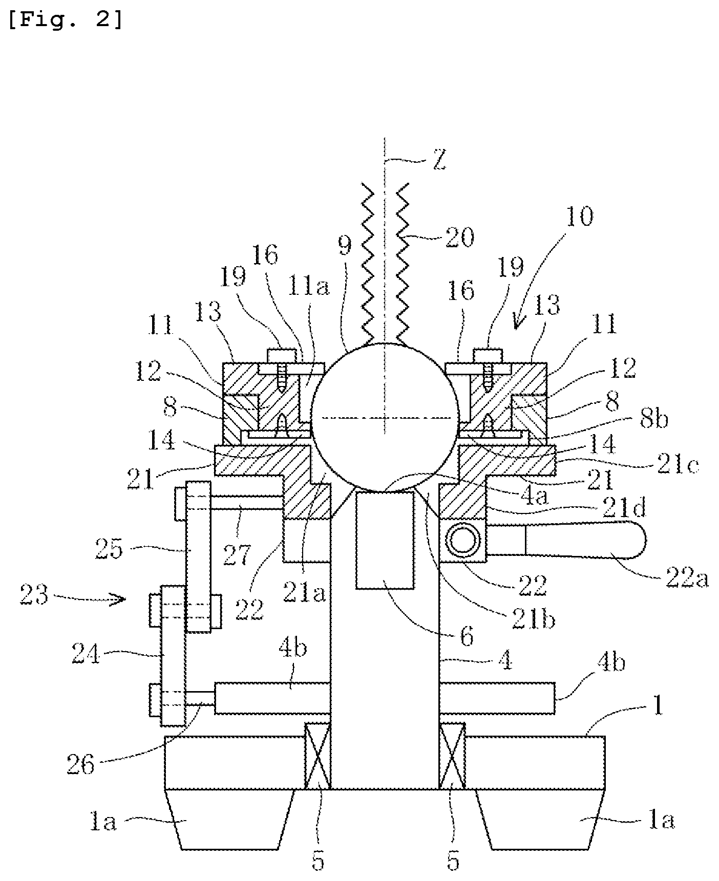 Patent US12102496 Figure 2 – Angle adjustment stage device for dental technique