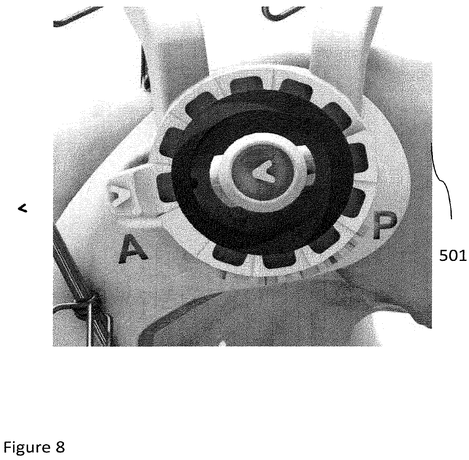 Patent US12102540 Figure 8 – System of designing a guide tool and/or surgical kit tools and/or an implant comprising a positioning mark