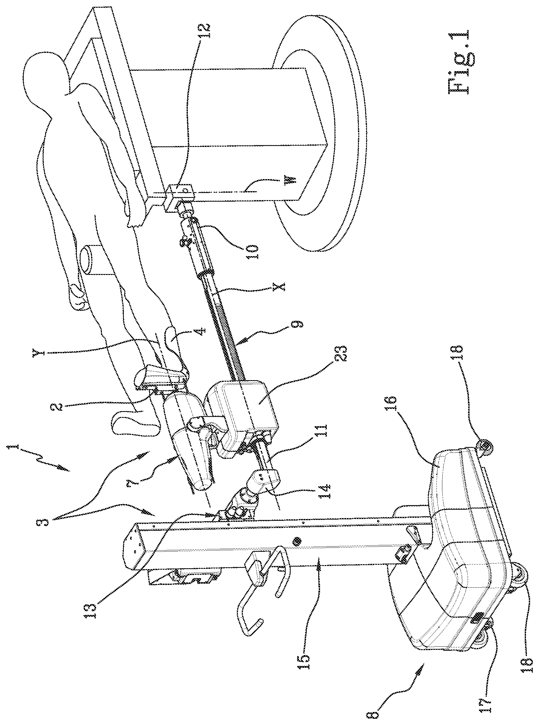 Patent US12102570 Figure 1 – Positioning apparatus of a patient's limb