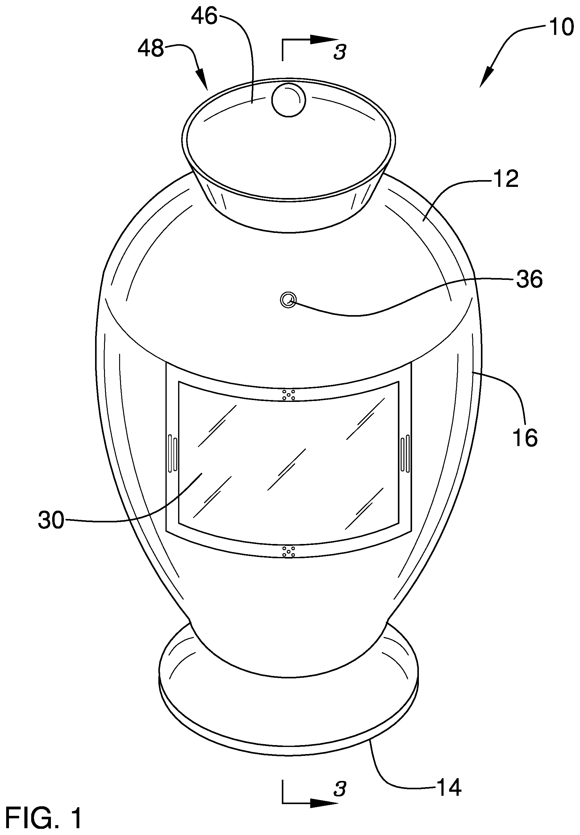 Patent US12102573 Figure 1 – Cremation urn