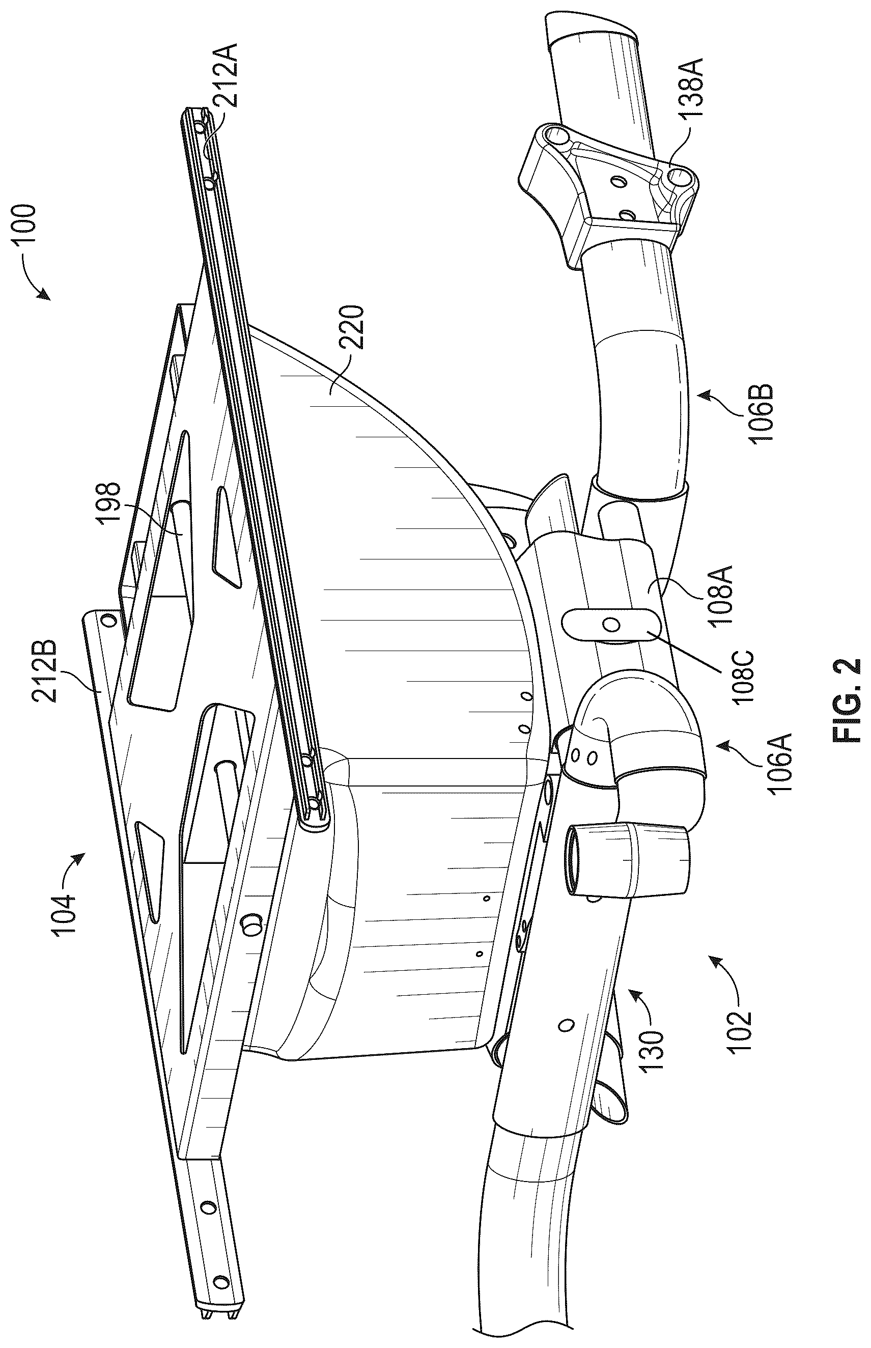 Patent US12102575 Figure 2 – Wheelchair having an adjustable base