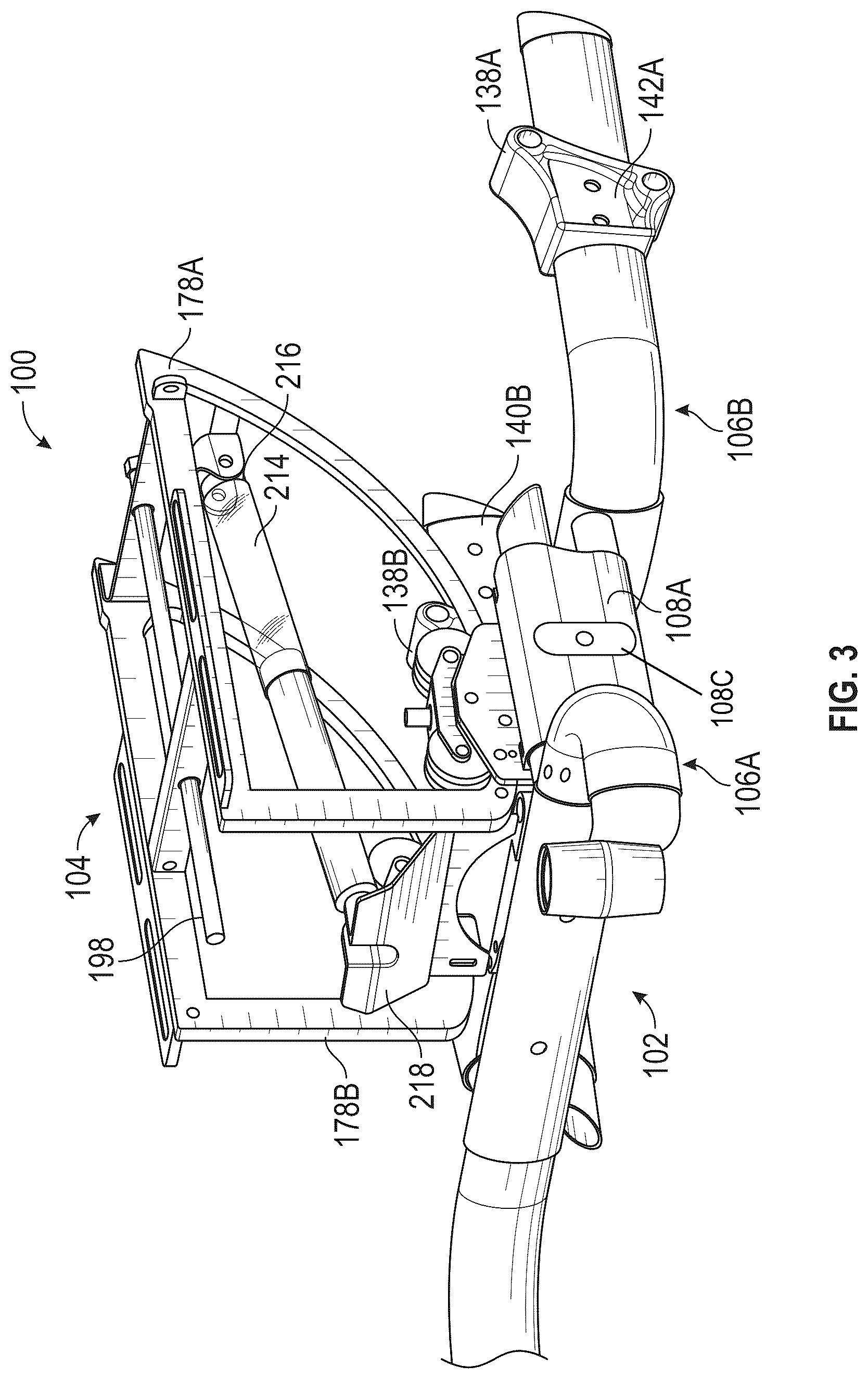 Patent US12102575 Figure 3 – Wheelchair having an adjustable base