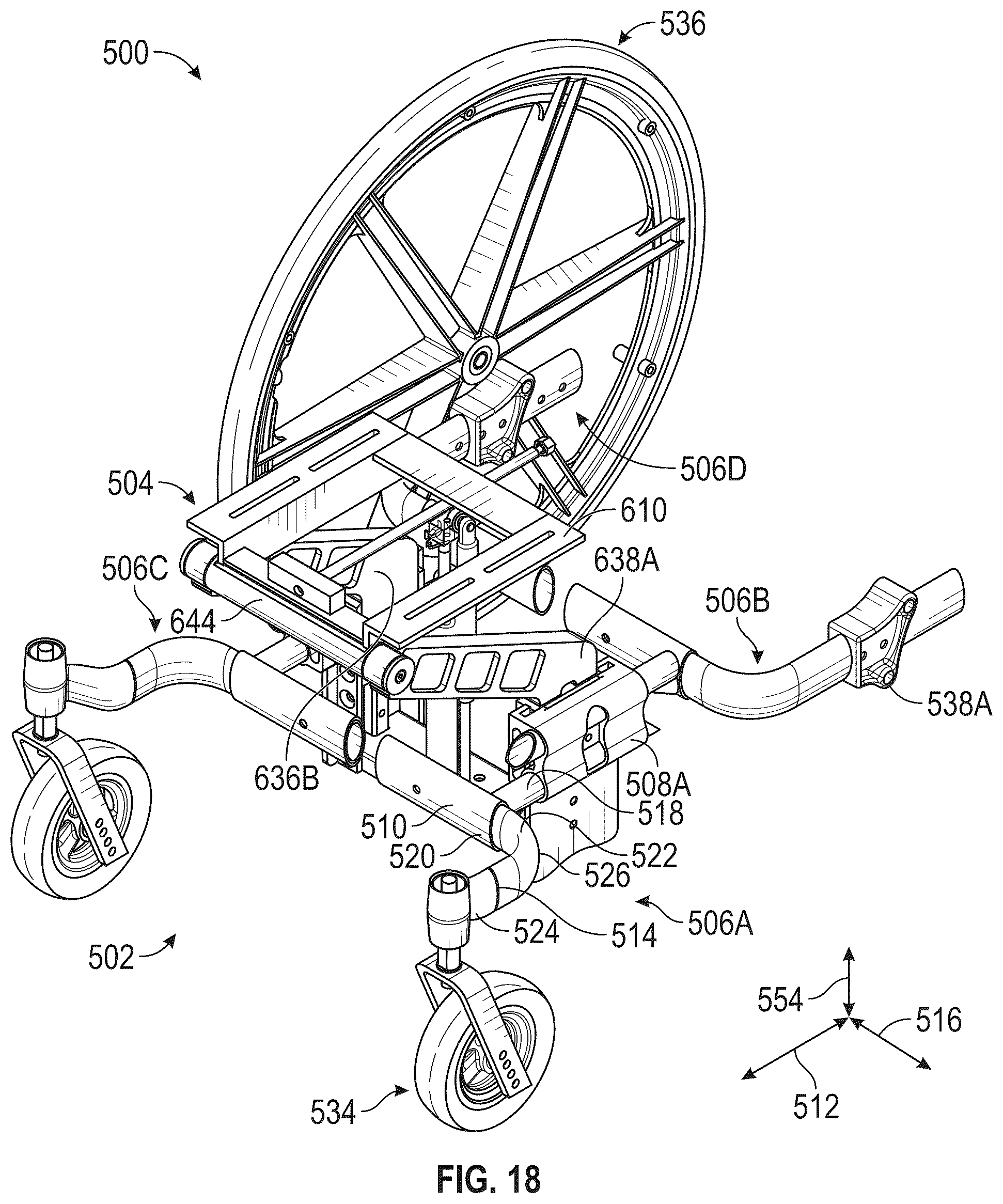 Patent US12102575 Figure 13 – Wheelchair having an adjustable base