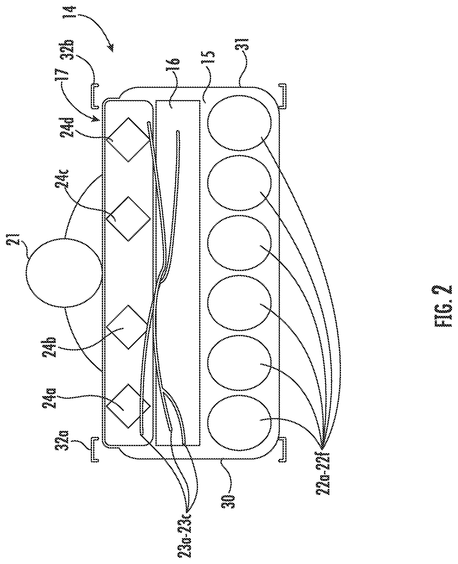 Patent US12102580 Figure 2 – Hospital bed with inflatable bladders with random inflation and related methods