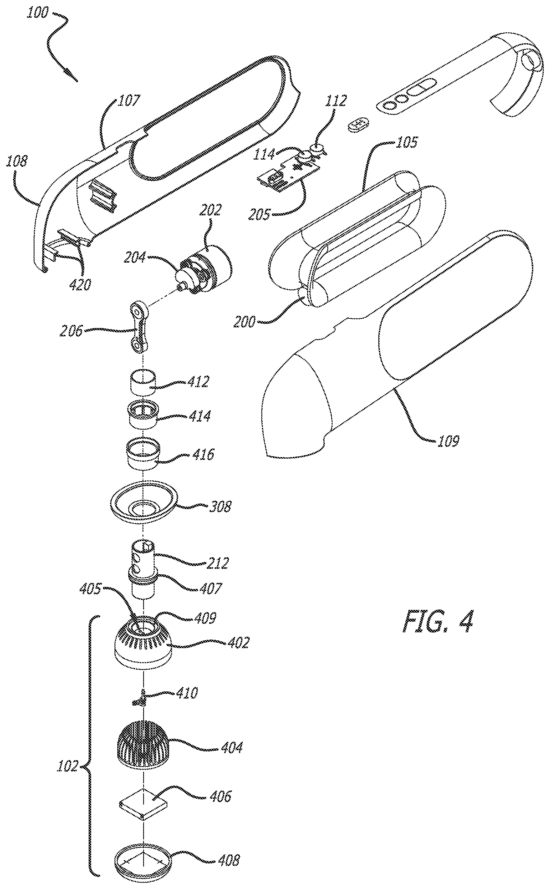 Patent US12102583 Figure 4 – Temperature-controlled massage node light indicator