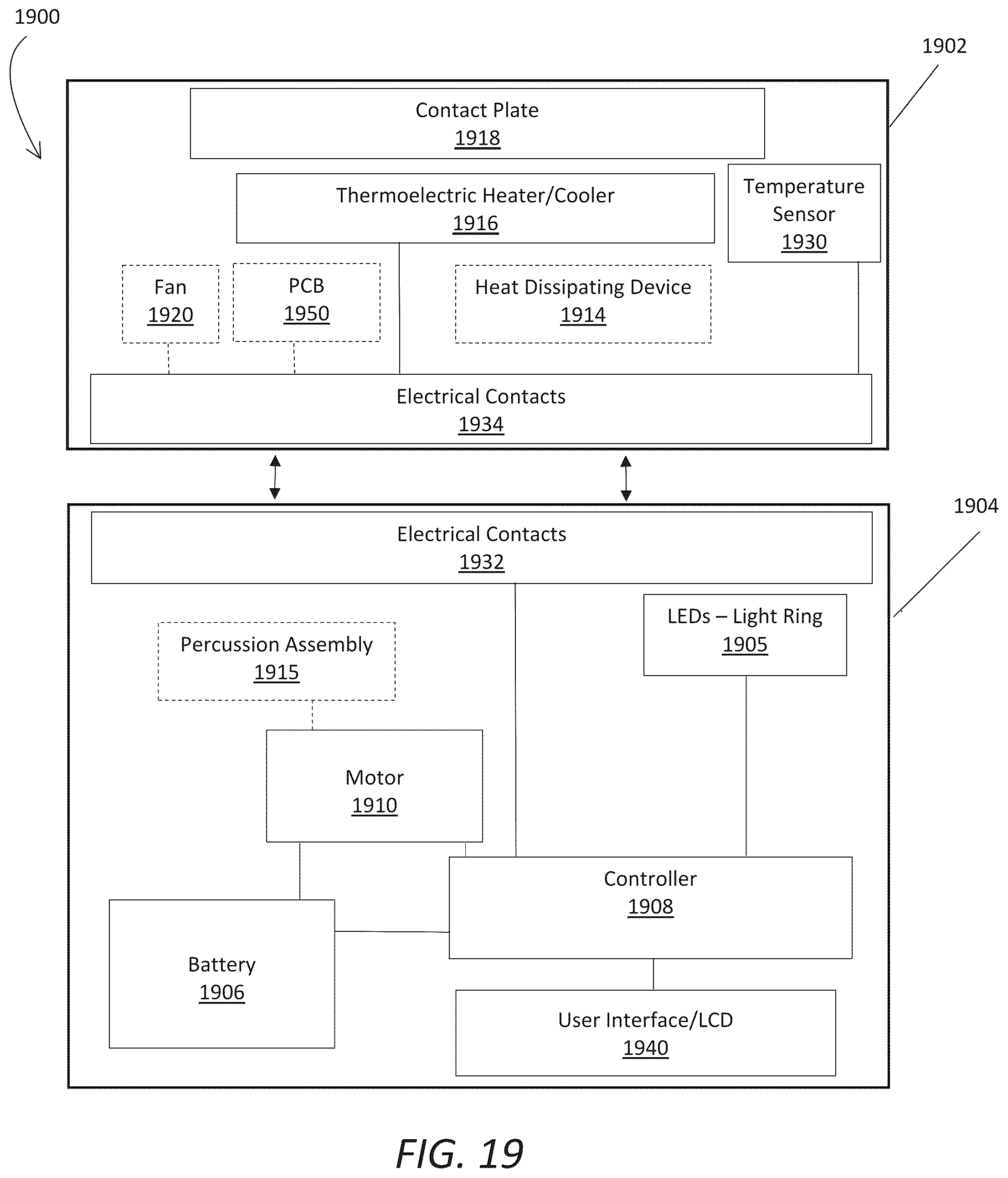 Patent US12102583 Figure 18 – Temperature-controlled massage node light indicator