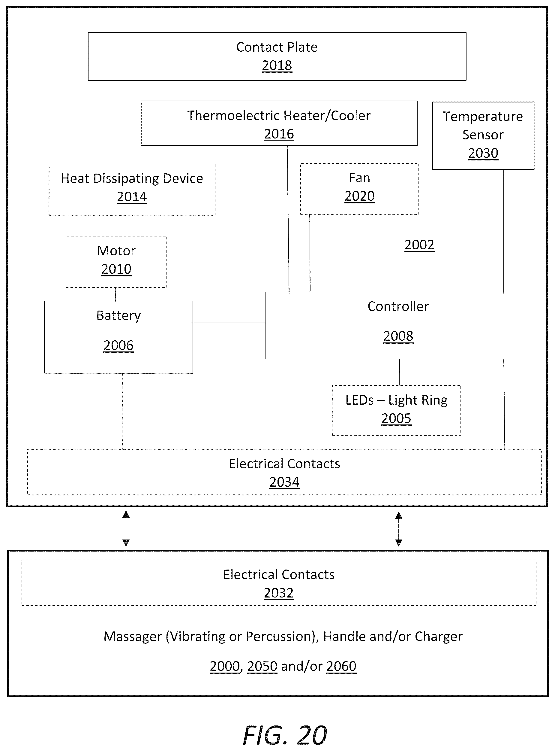 Patent US12102583 Figure 19 – Temperature-controlled massage node light indicator