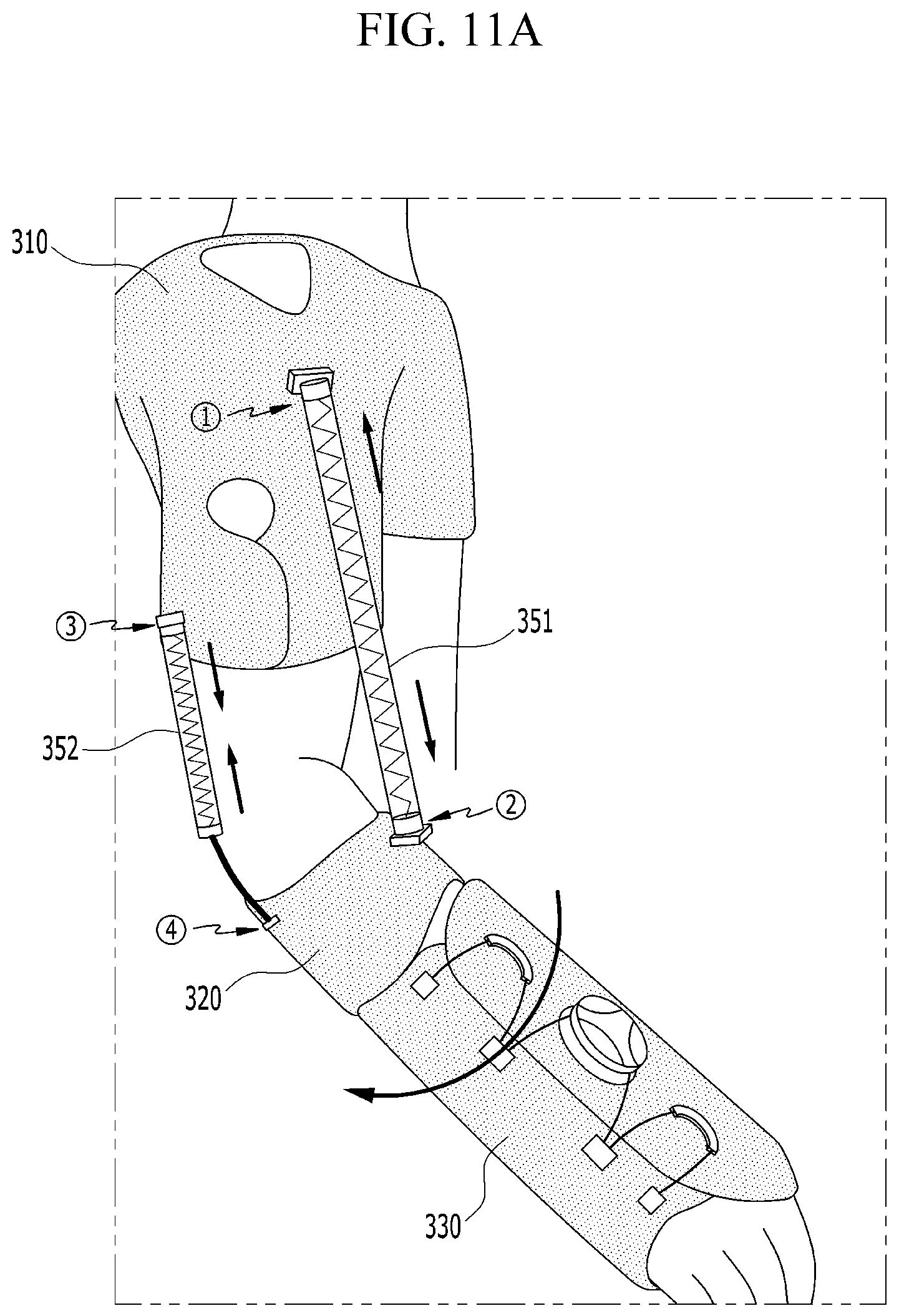 Patent US12102585 Figure 11 – Wearable robot for assisting upper limb movement by using artificial muscle