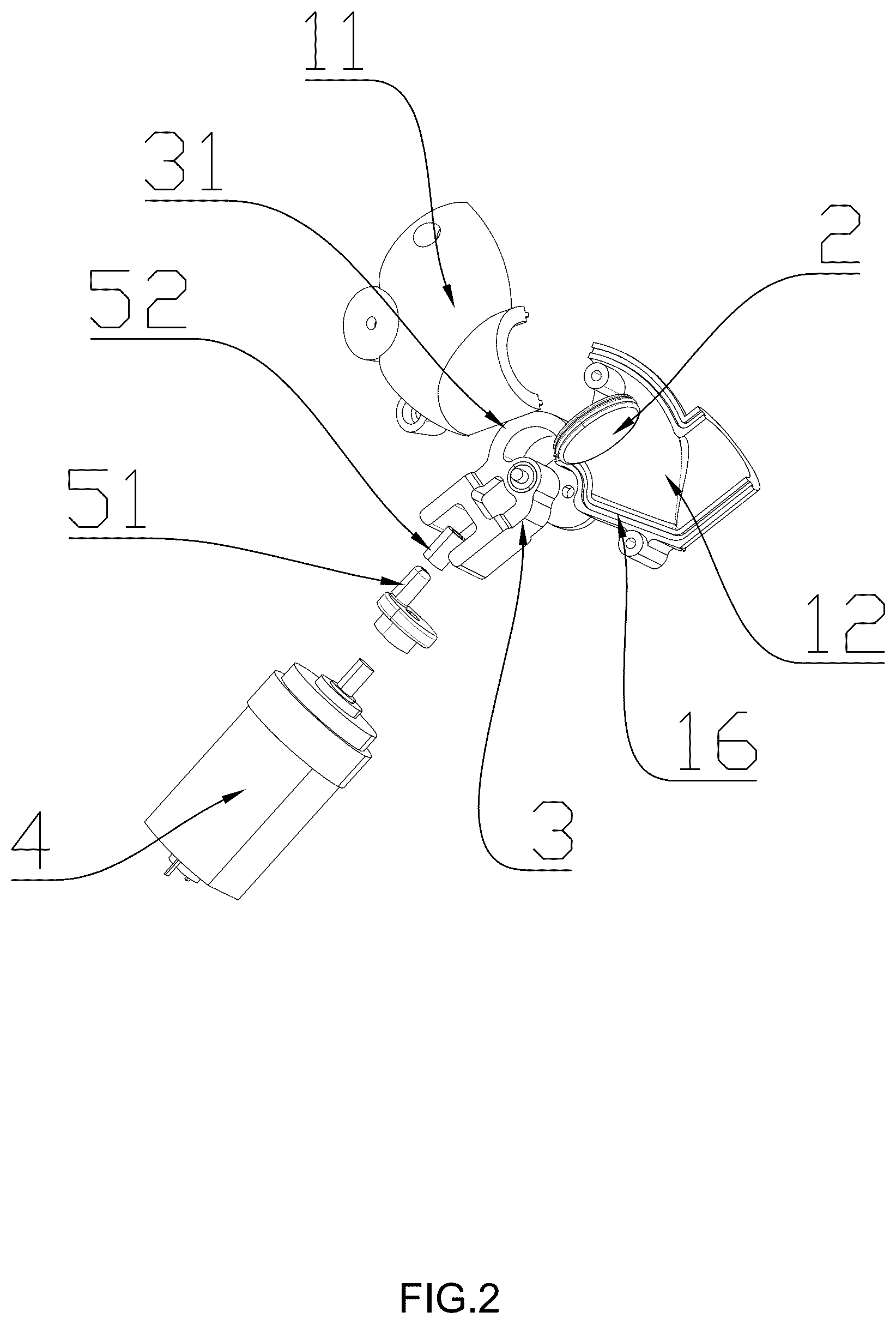 Patent US12102592 Figure 2 – Motor-linked blowing and sucking structure and health care tool using same