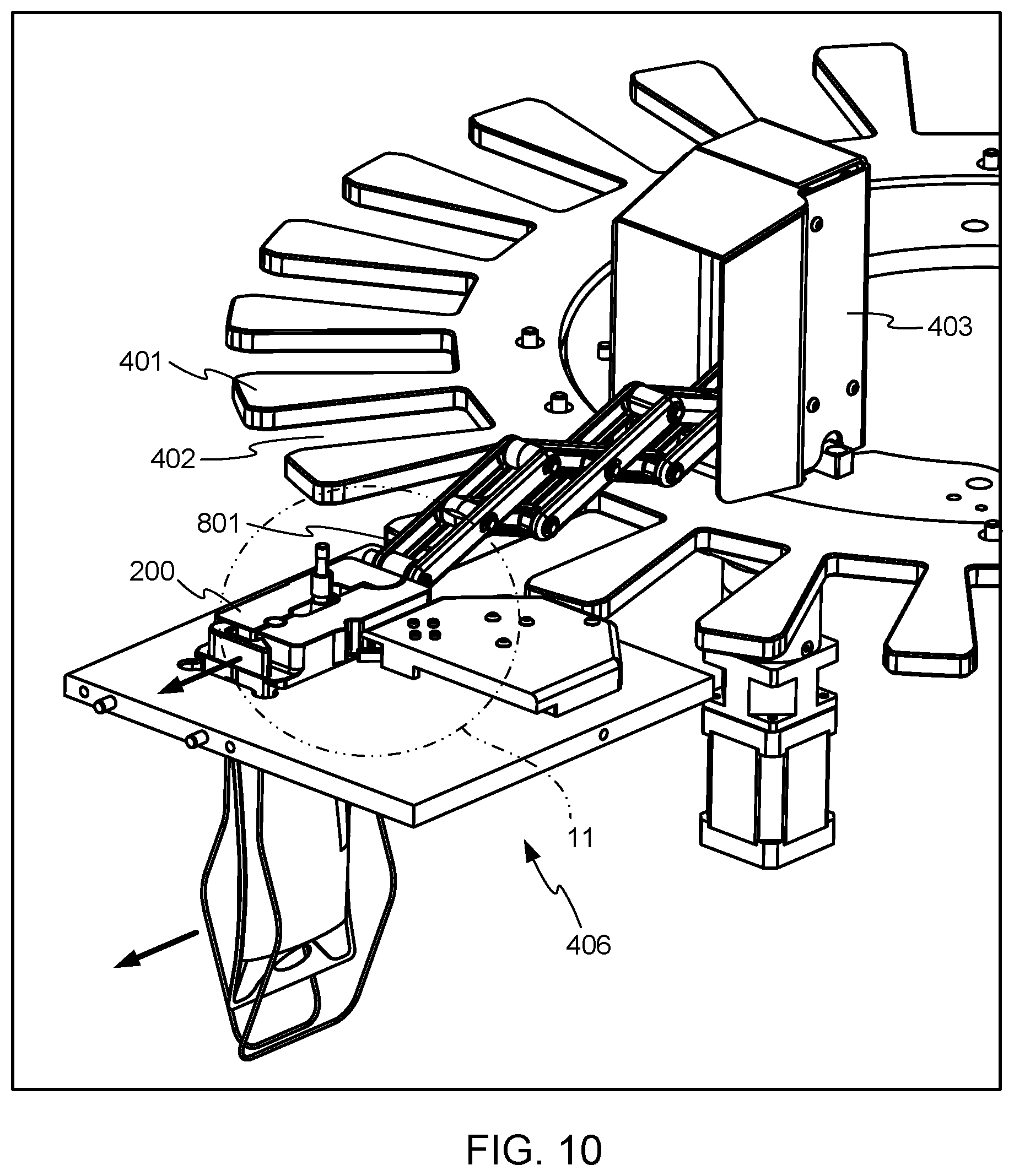 Patent US12102596 Figure 8 – Bag transfer mechanism for IV compounding